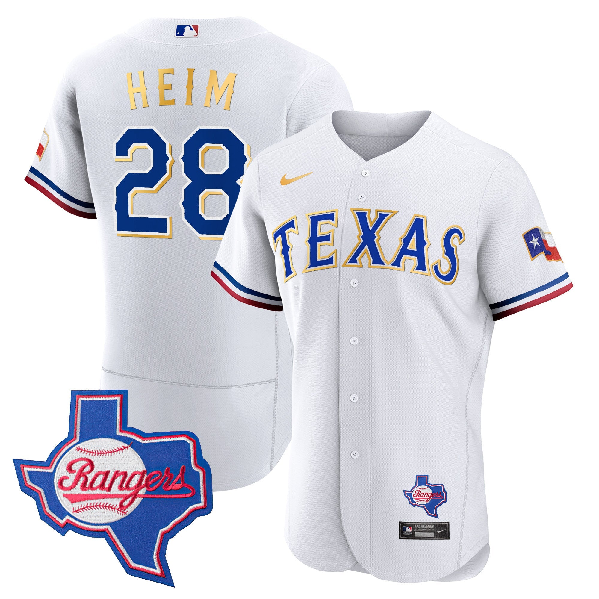 Men’s Texas Gold Trim Flex Base Jersey – Texas Patch