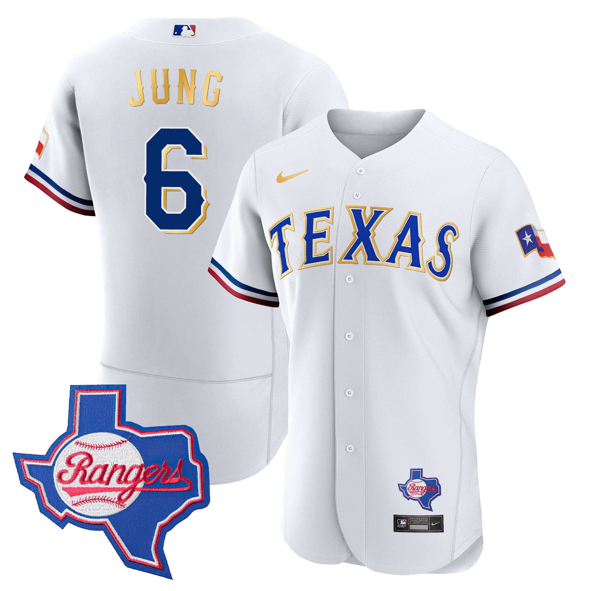 Men’s Texas Gold Trim Flex Base Jersey – Texas Patch