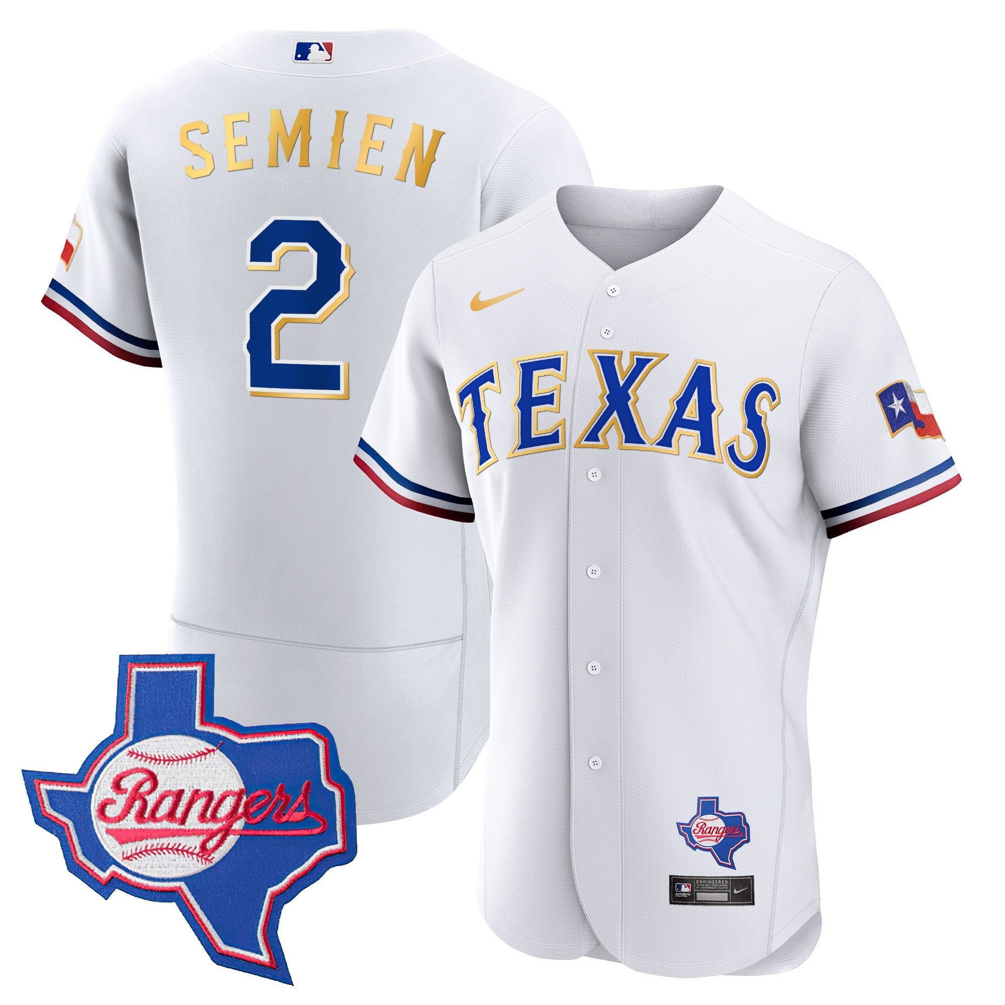 Men’s Texas Gold Trim Flex Base Jersey – Texas Patch