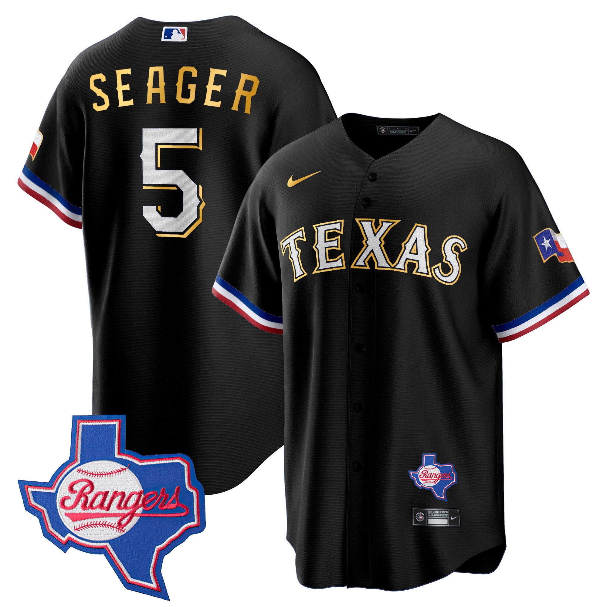 Men’s Texas Gold Trim Cool Base Jersey – Texas Patch