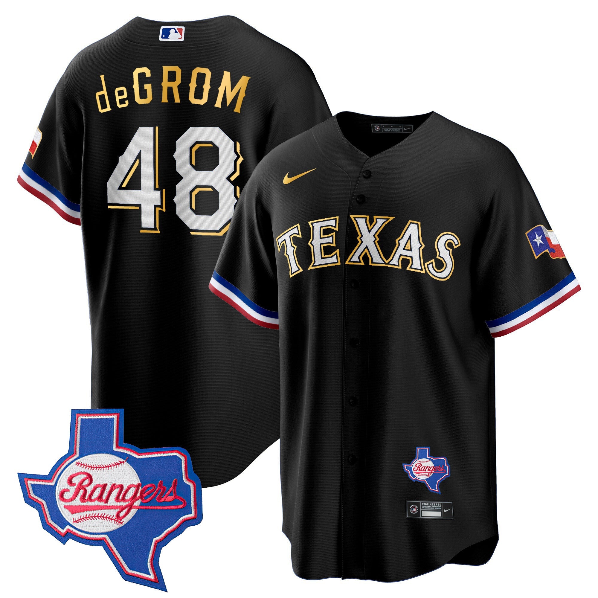 Men’s Texas Gold Trim Cool Base Jersey – Texas Patch