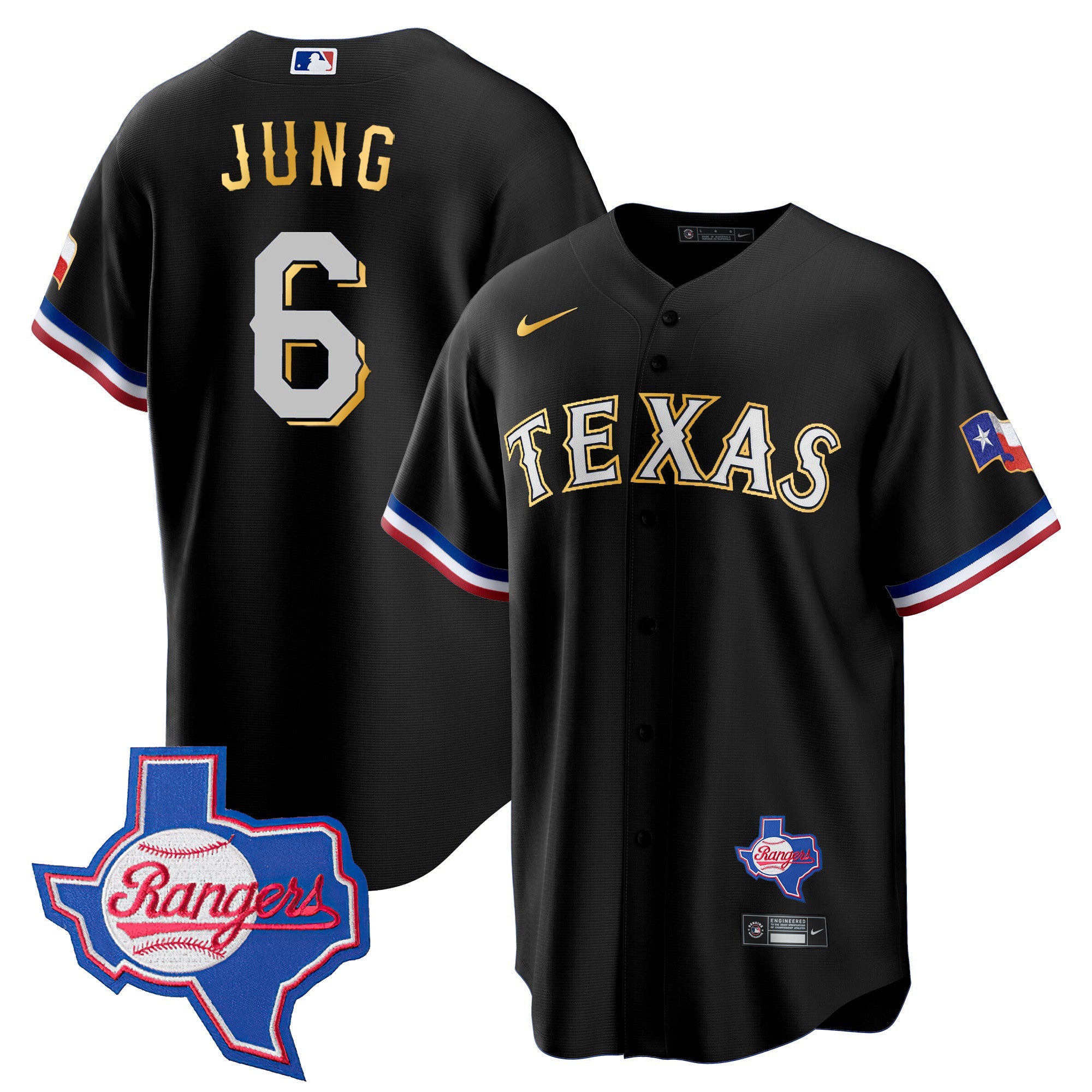 Men’s Texas Gold Trim Cool Base Jersey – Texas Patch