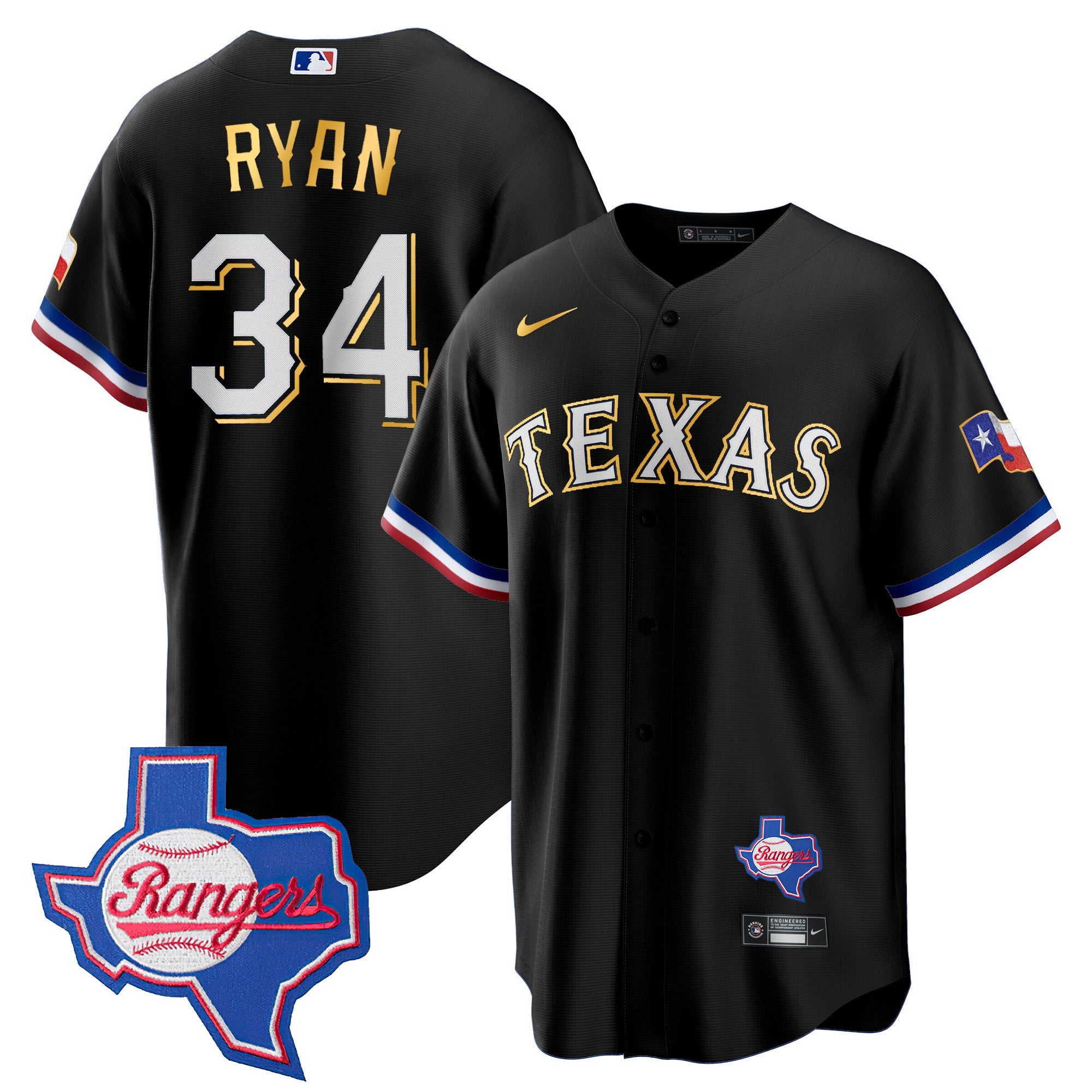 Men’s Texas Gold Trim Cool Base Jersey – Texas Patch