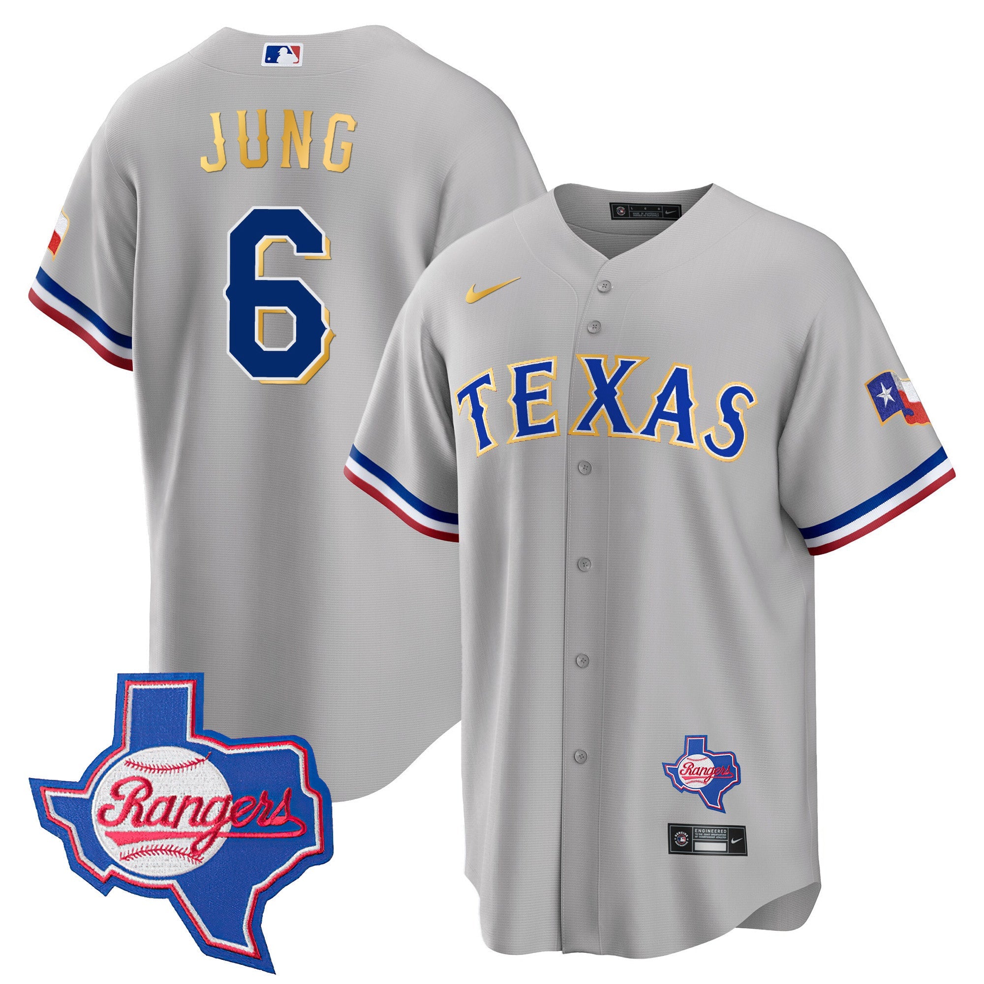 Men’s Texas Gold Trim Cool Base Jersey – Texas Patch