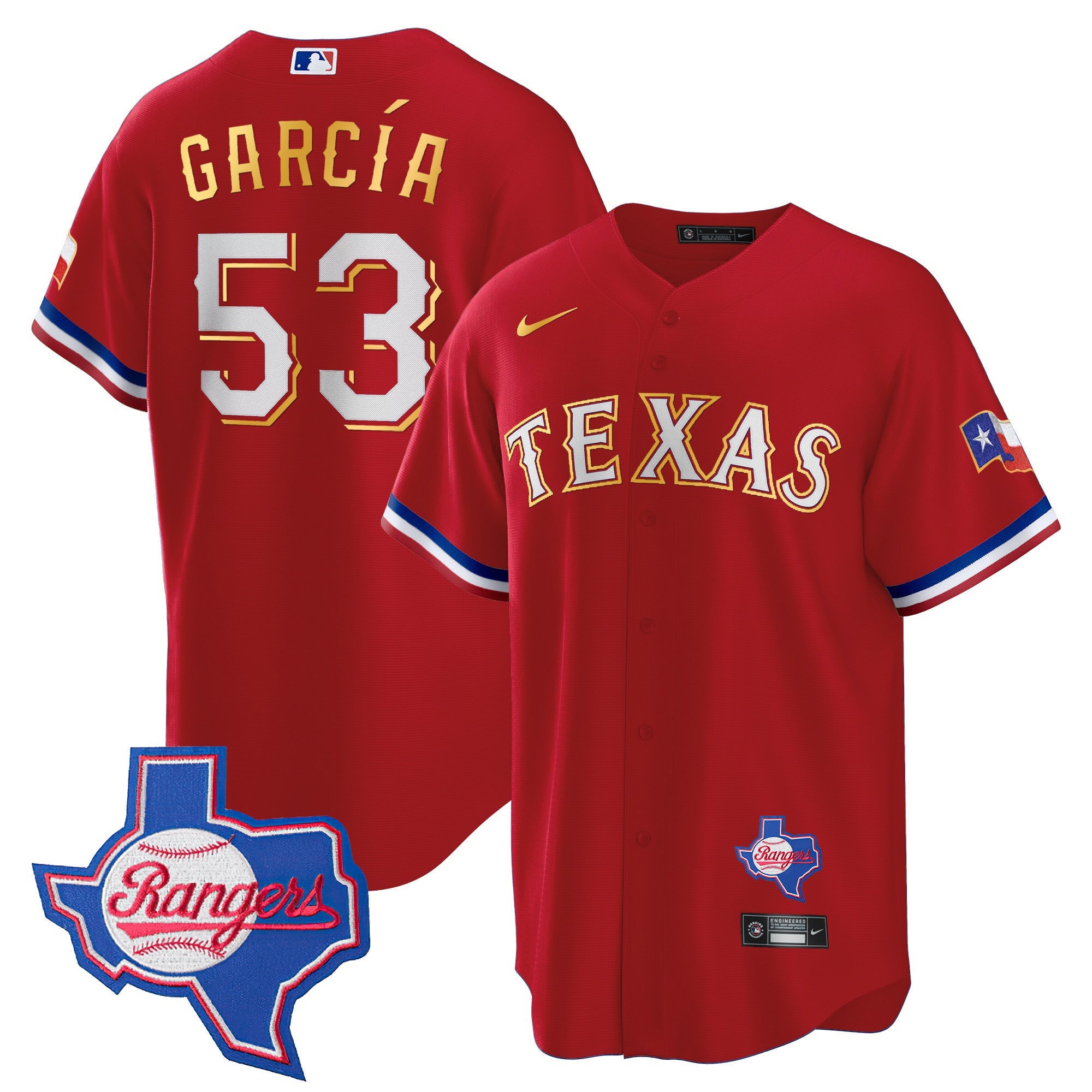 Men’s Texas Gold Trim Cool Base Jersey – Texas Patch