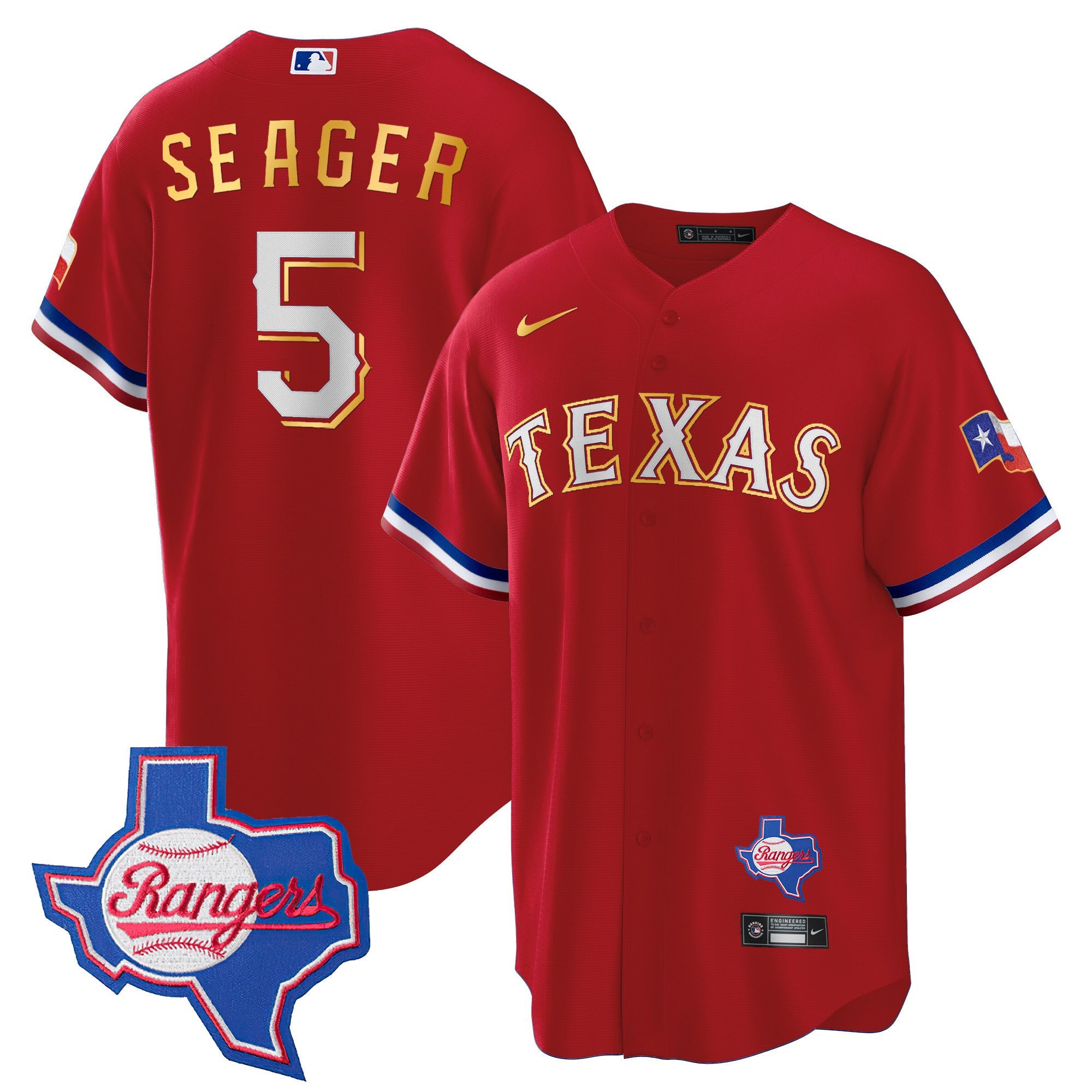Men’s Texas Gold Trim Cool Base Jersey – Texas Patch