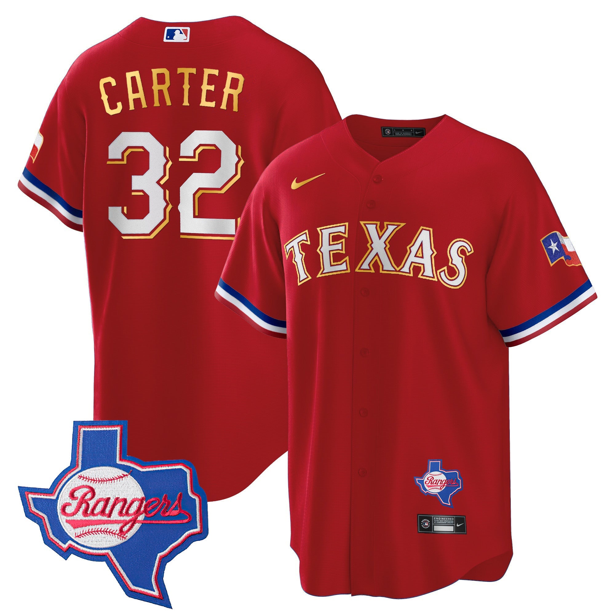 Men’s Texas Gold Trim Cool Base Jersey – Texas Patch