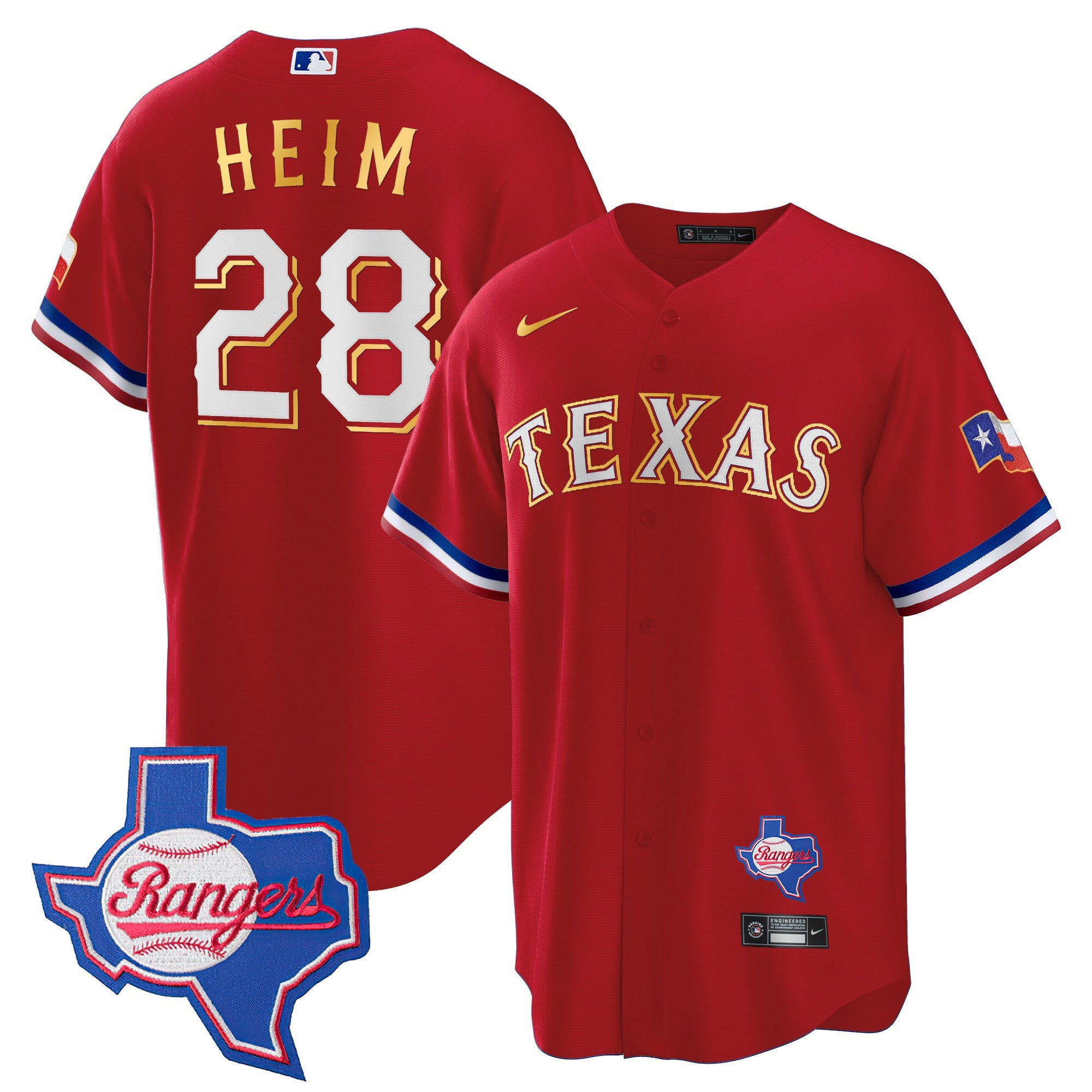 Men’s Texas Gold Trim Cool Base Jersey – Texas Patch