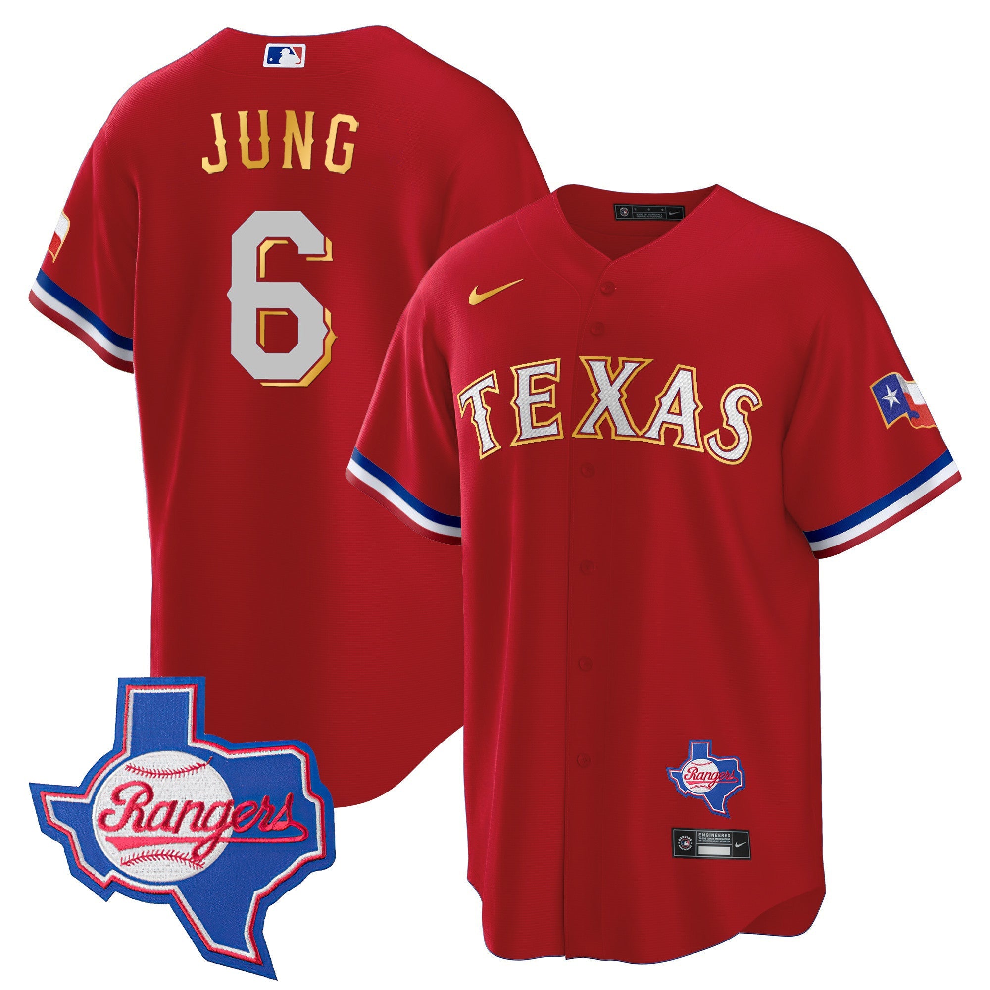 Men’s Texas Gold Trim Cool Base Jersey – Texas Patch