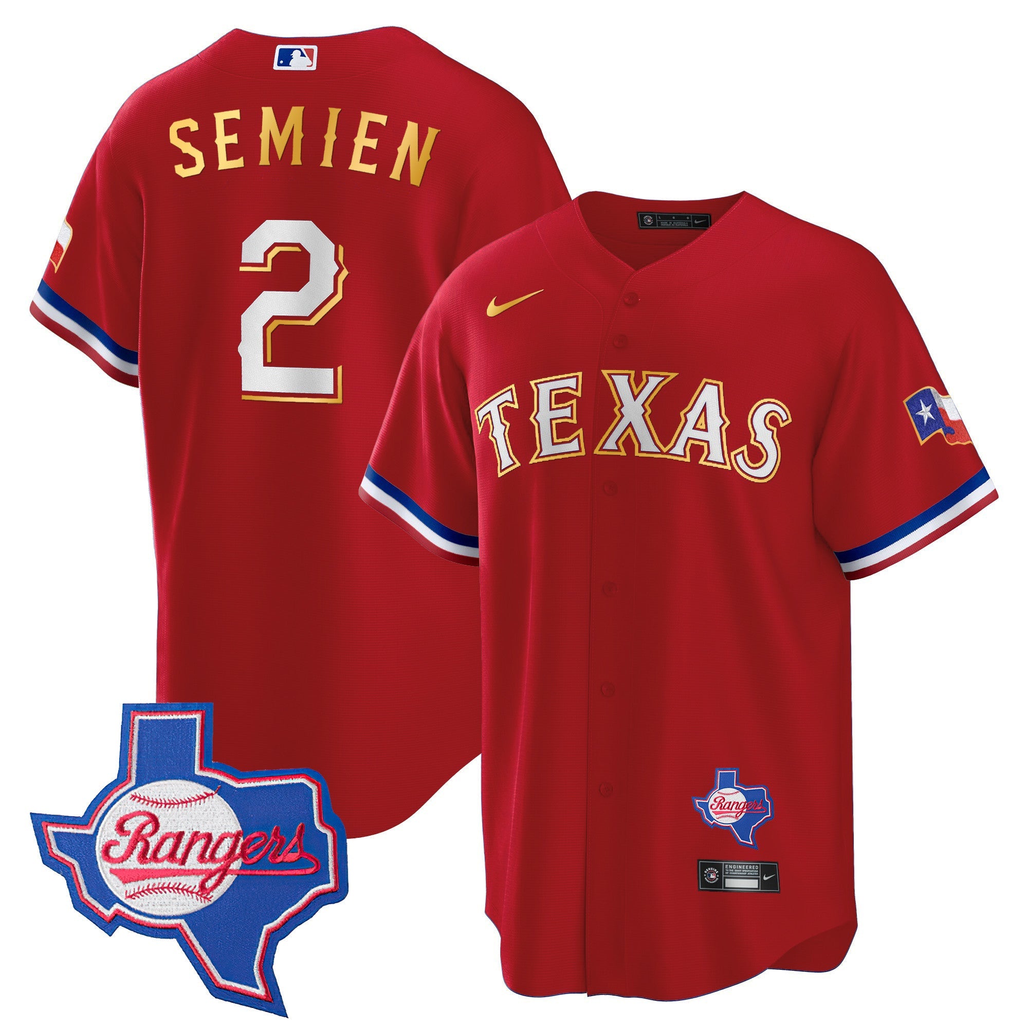 Men’s Texas Gold Trim Cool Base Jersey – Texas Patch