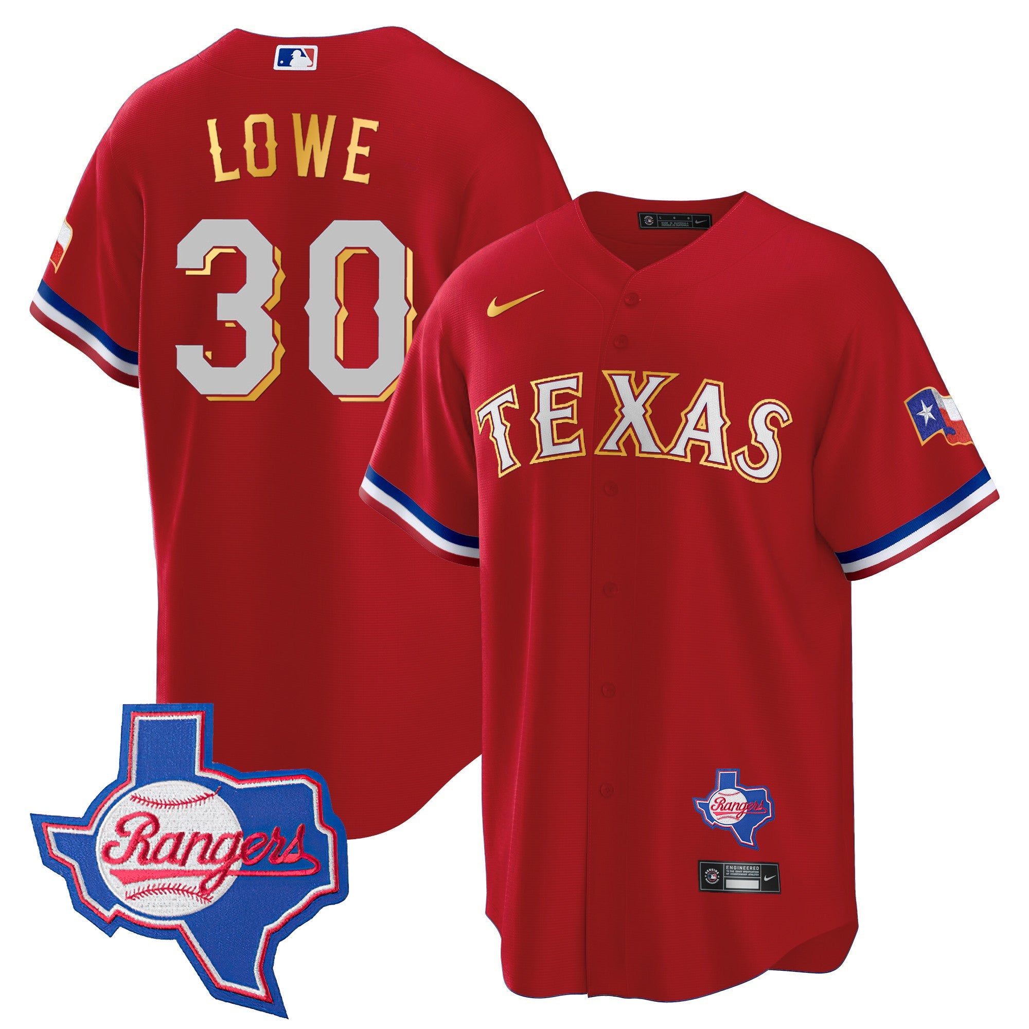 Men’s Texas Gold Trim Cool Base Jersey – Texas Patch