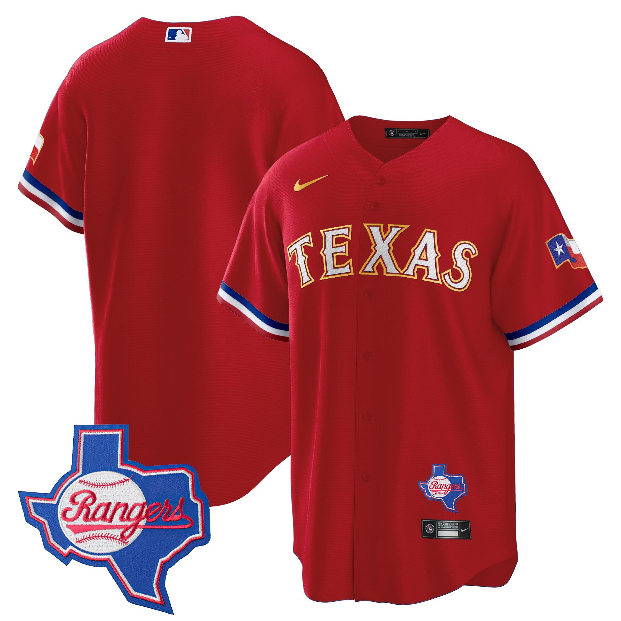 Men’s Texas Gold Trim Cool Base Jersey – Texas Patch