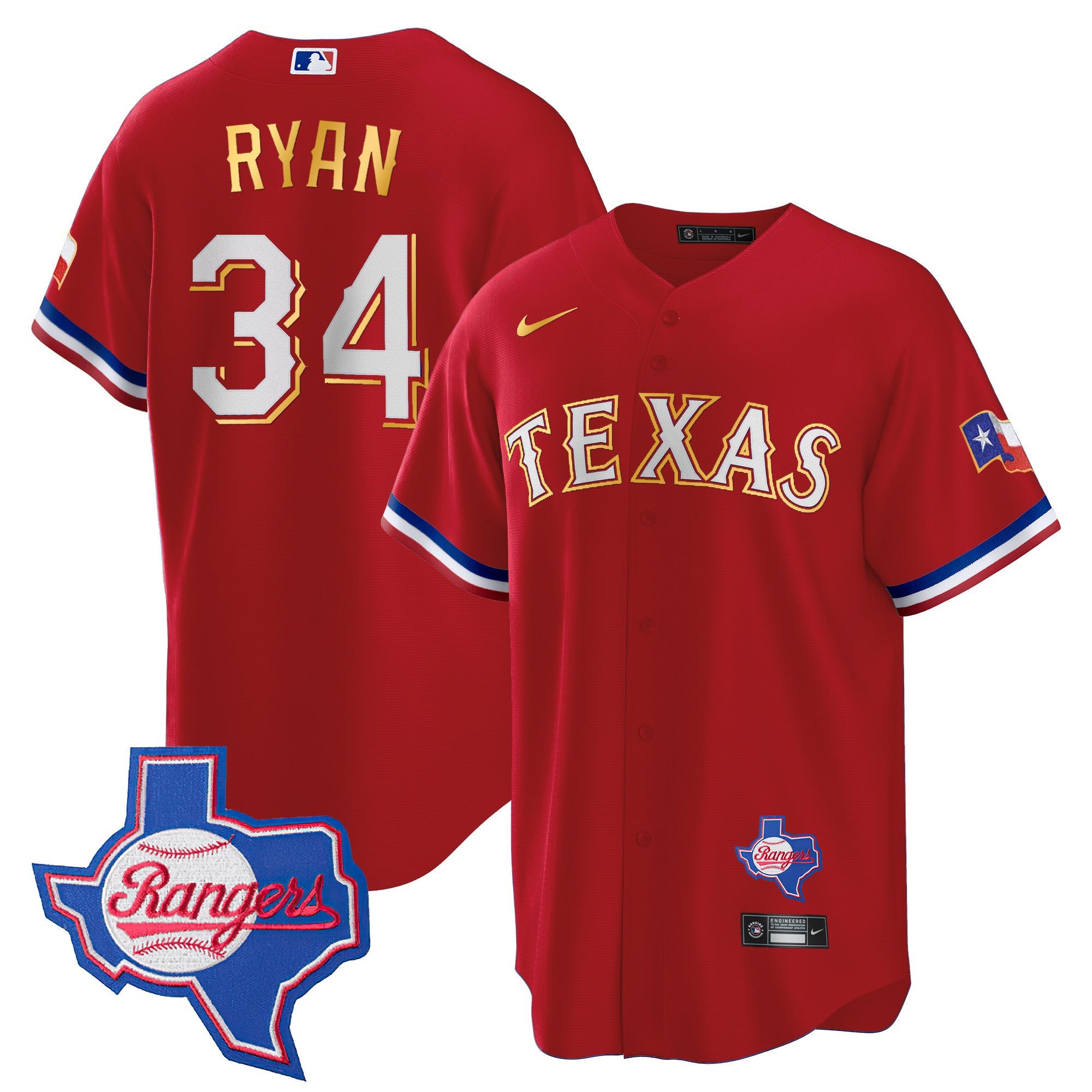 Men’s Texas Gold Trim Cool Base Jersey – Texas Patch