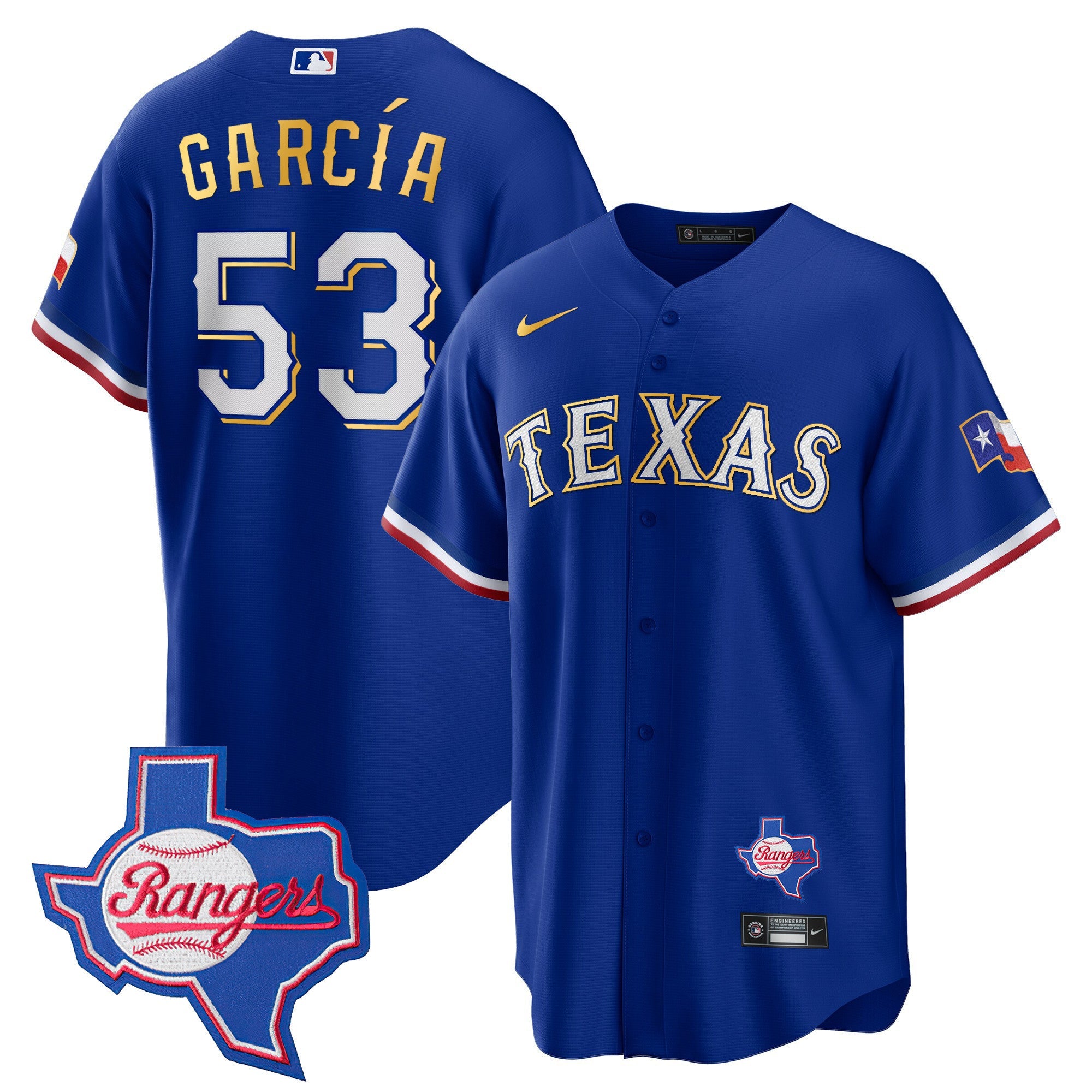 Men’s Texas Gold Trim Cool Base Jersey – Texas Patch
