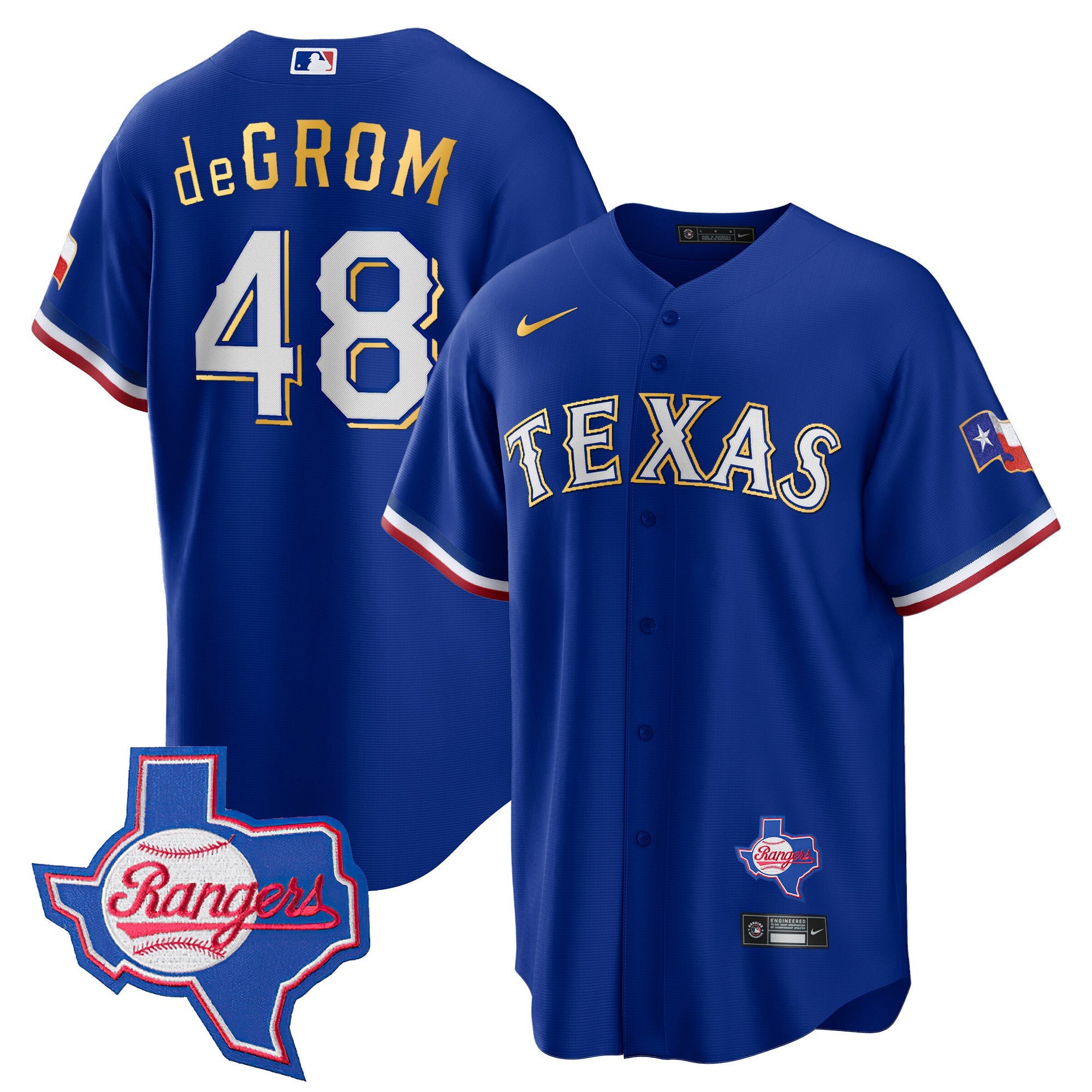 Men’s Texas Gold Trim Cool Base Jersey – Texas Patch