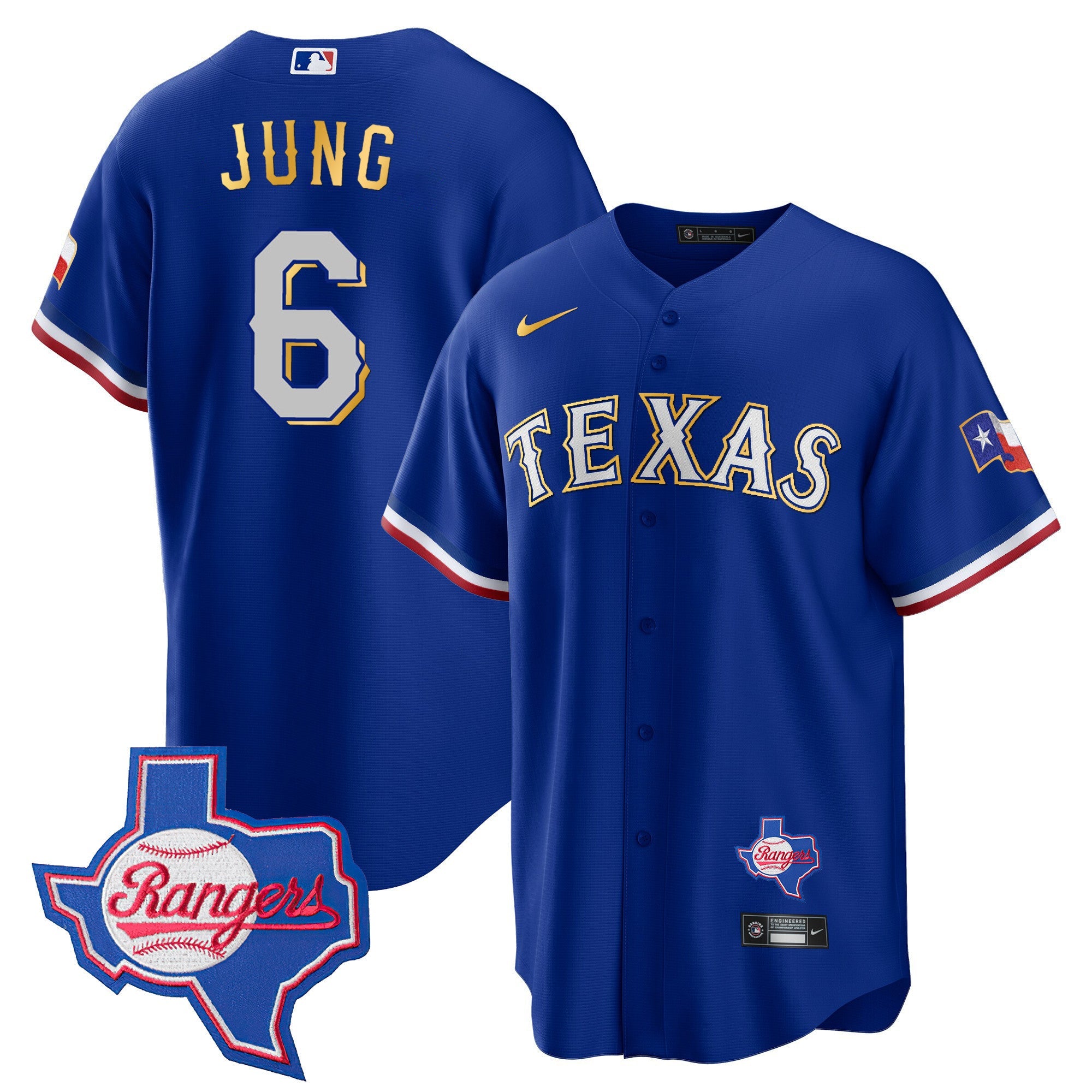 Men’s Texas Gold Trim Cool Base Jersey – Texas Patch