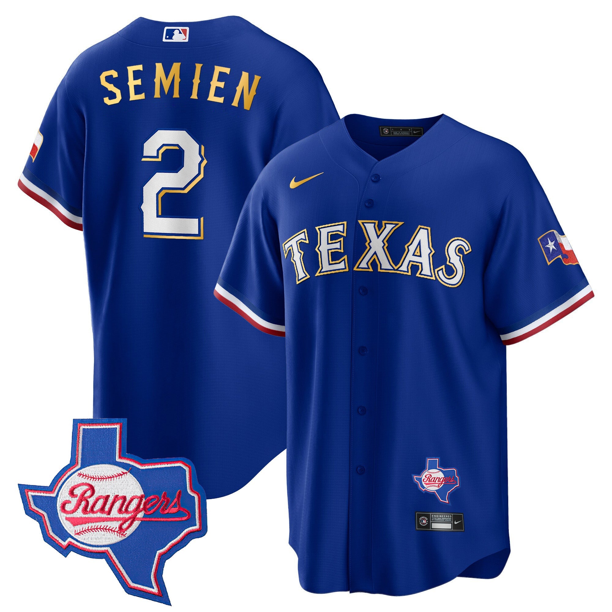 Men’s Texas Gold Trim Cool Base Jersey – Texas Patch
