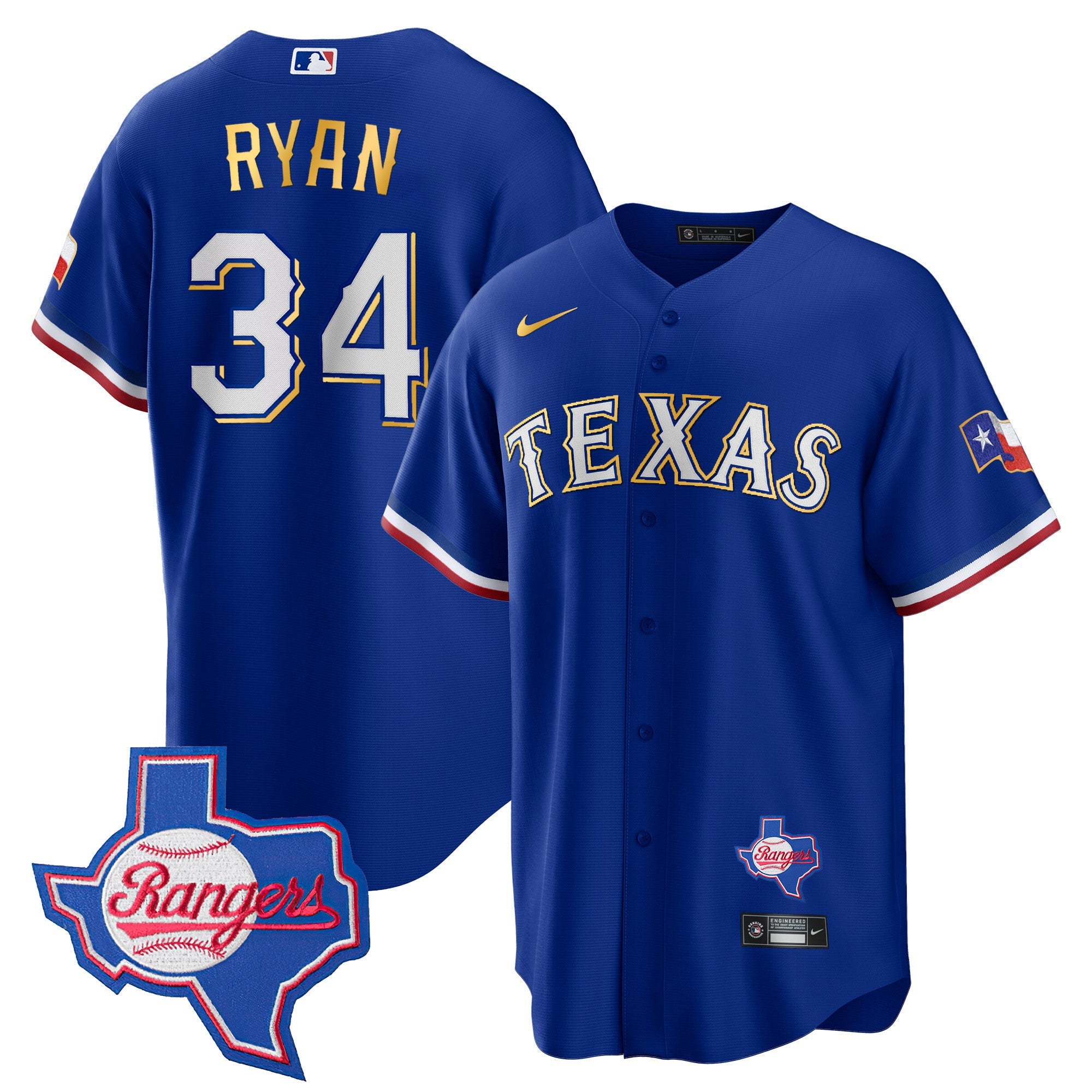 Men’s Texas Gold Trim Cool Base Jersey – Texas Patch