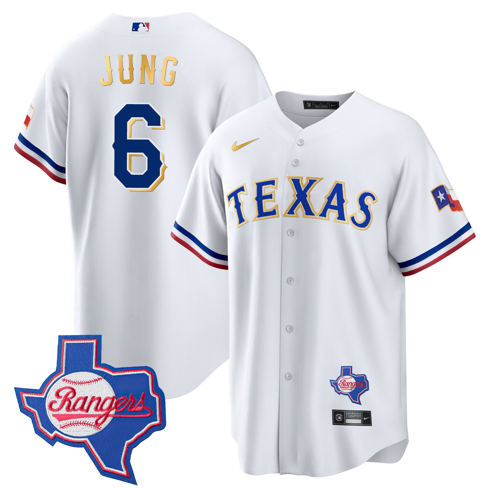 Men’s Texas Gold Trim Cool Base Jersey – Texas Patch