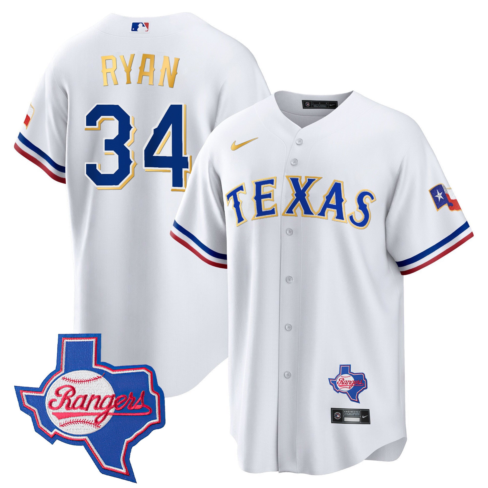 Men’s Texas Gold Trim Cool Base Jersey – Texas Patch