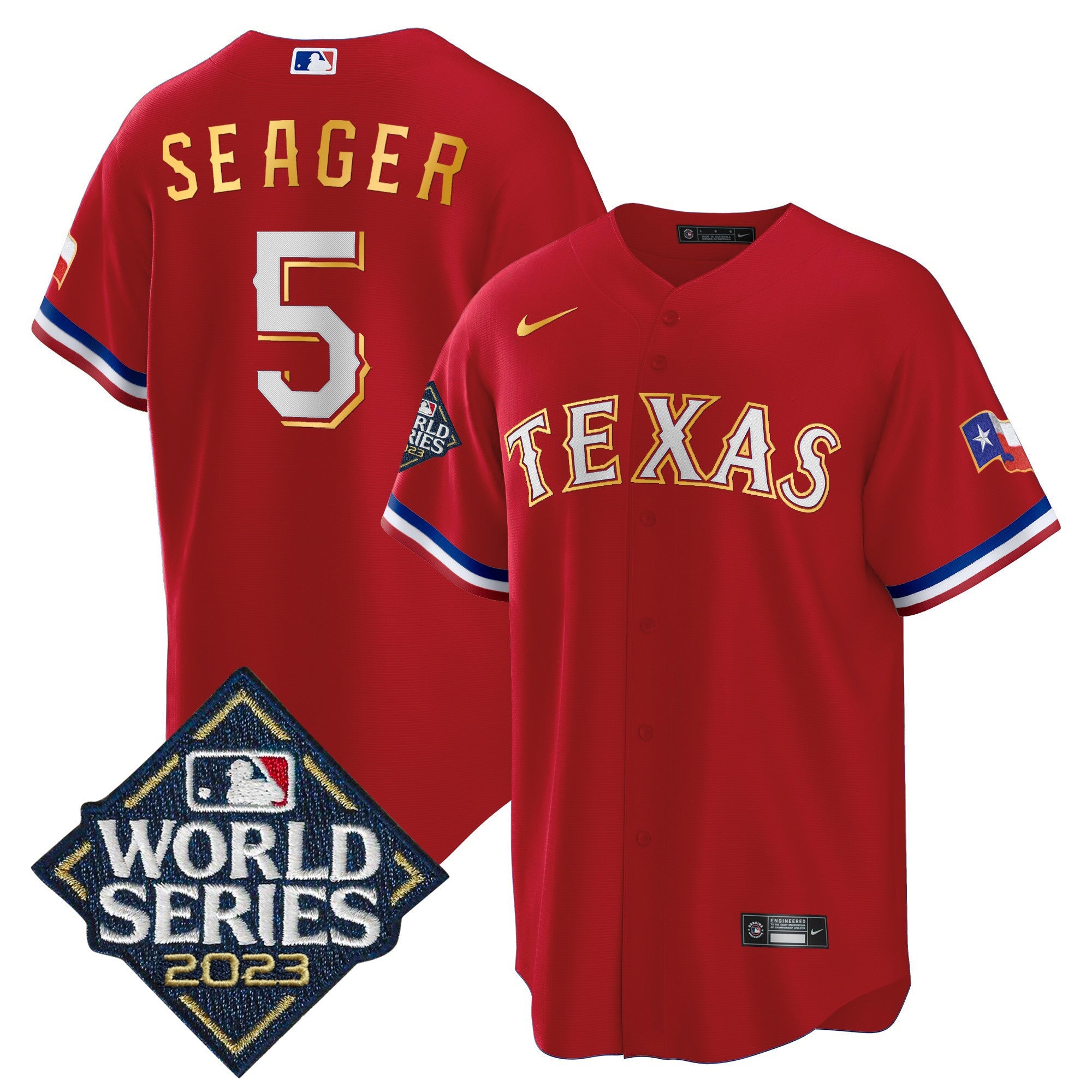 Men’s Texas 2023 World Series Cool Base Gold Trim Jersey