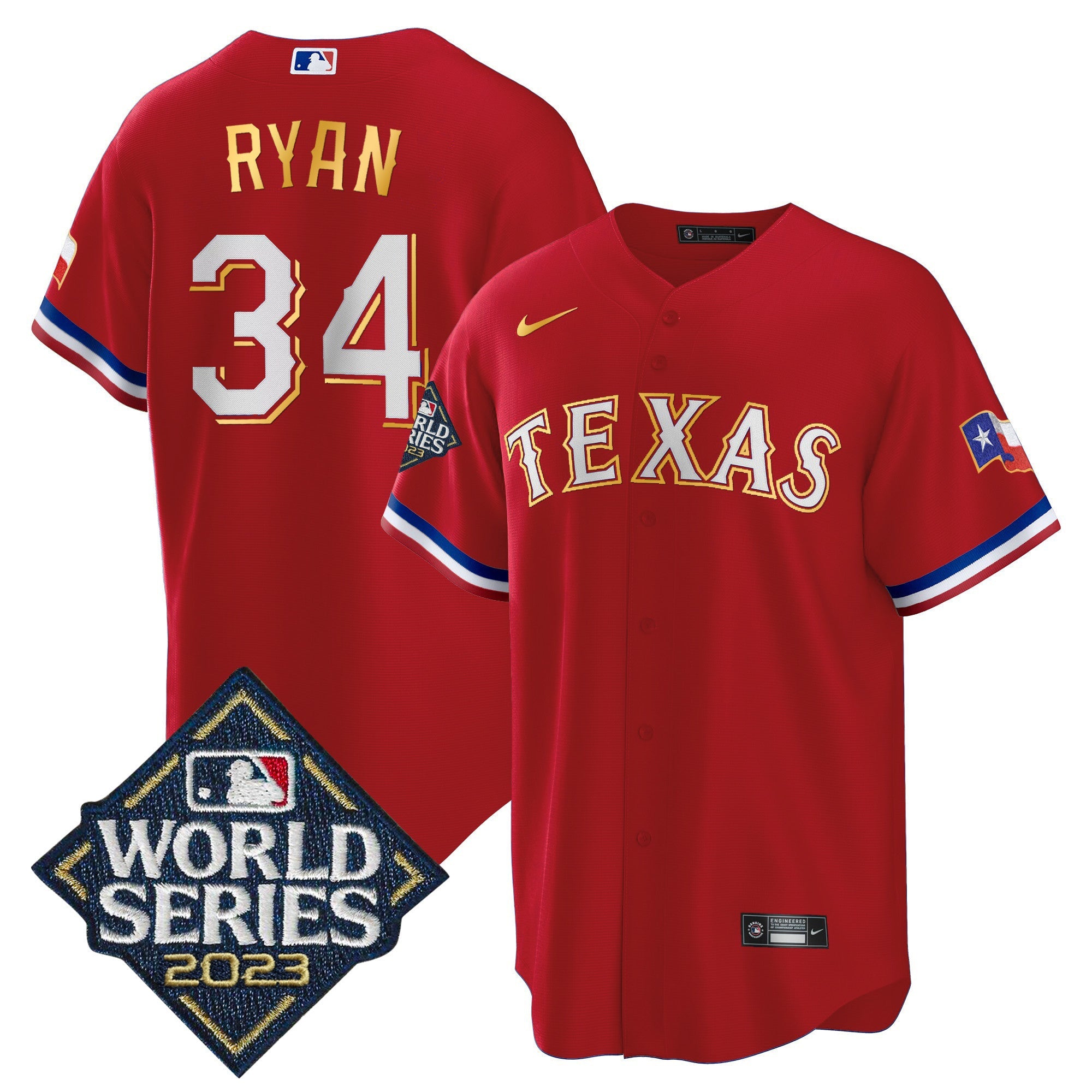 Men’s Texas 2023 World Series Cool Base Gold Trim Jersey