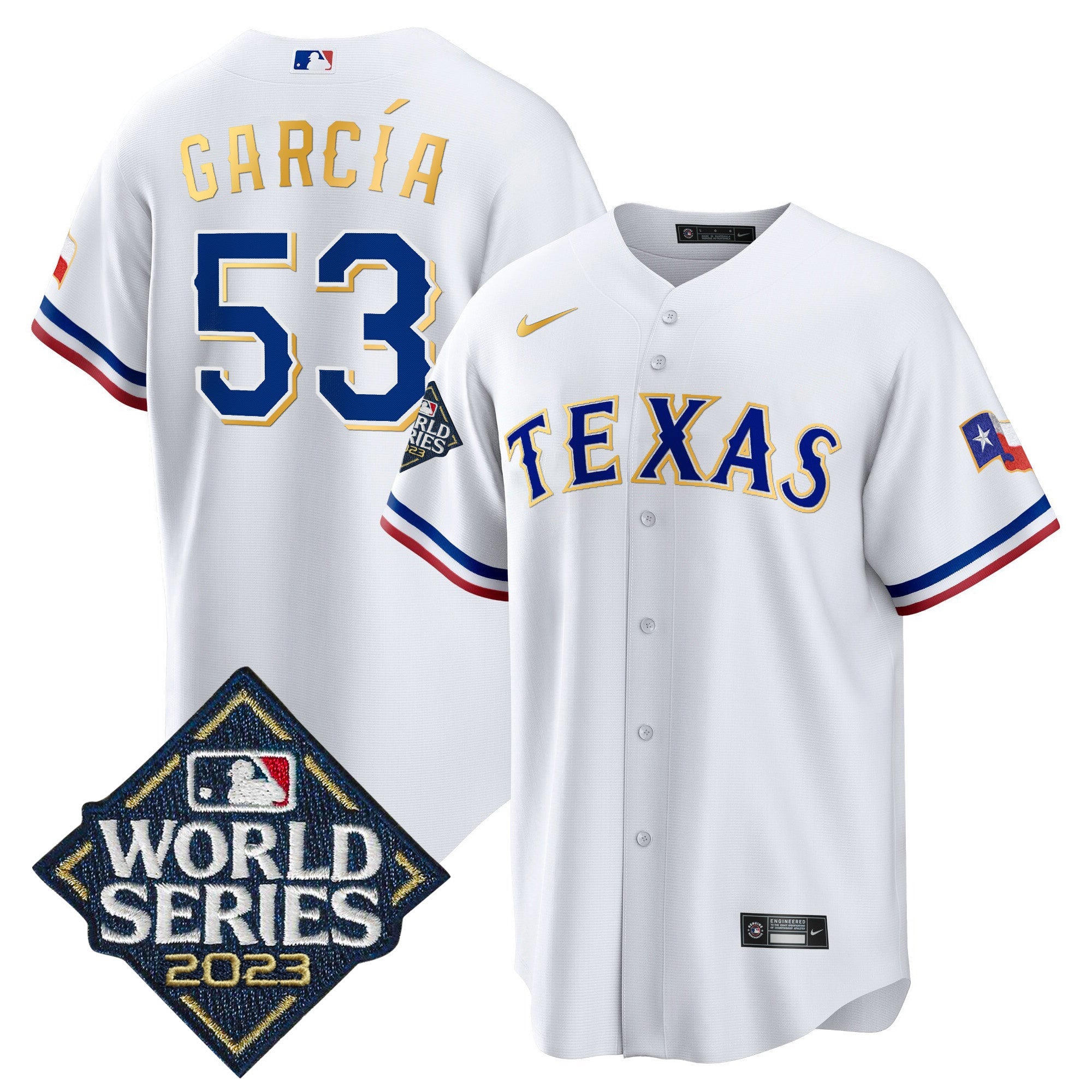 Men’s Texas 2023 World Series Cool Base Gold Trim Jersey