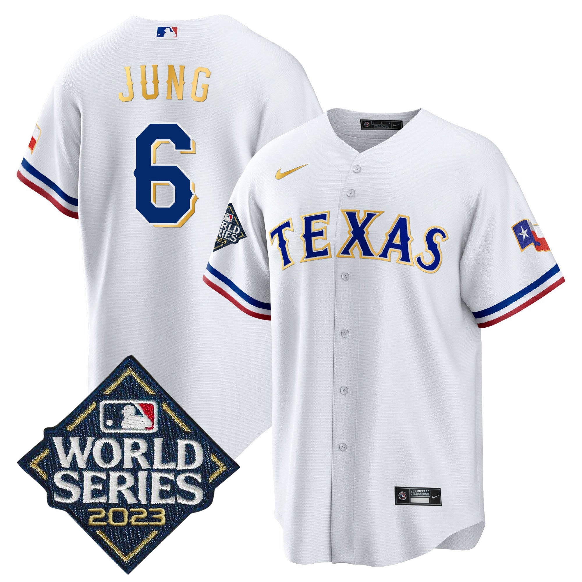 Men’s Texas 2023 World Series Cool Base Gold Trim Jersey