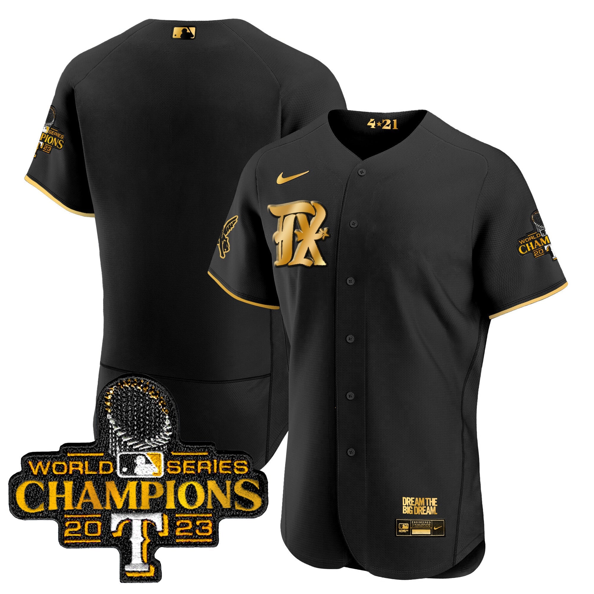 Men’s Texas 2023 World Series Champions City Connect Flex Gold Jersey