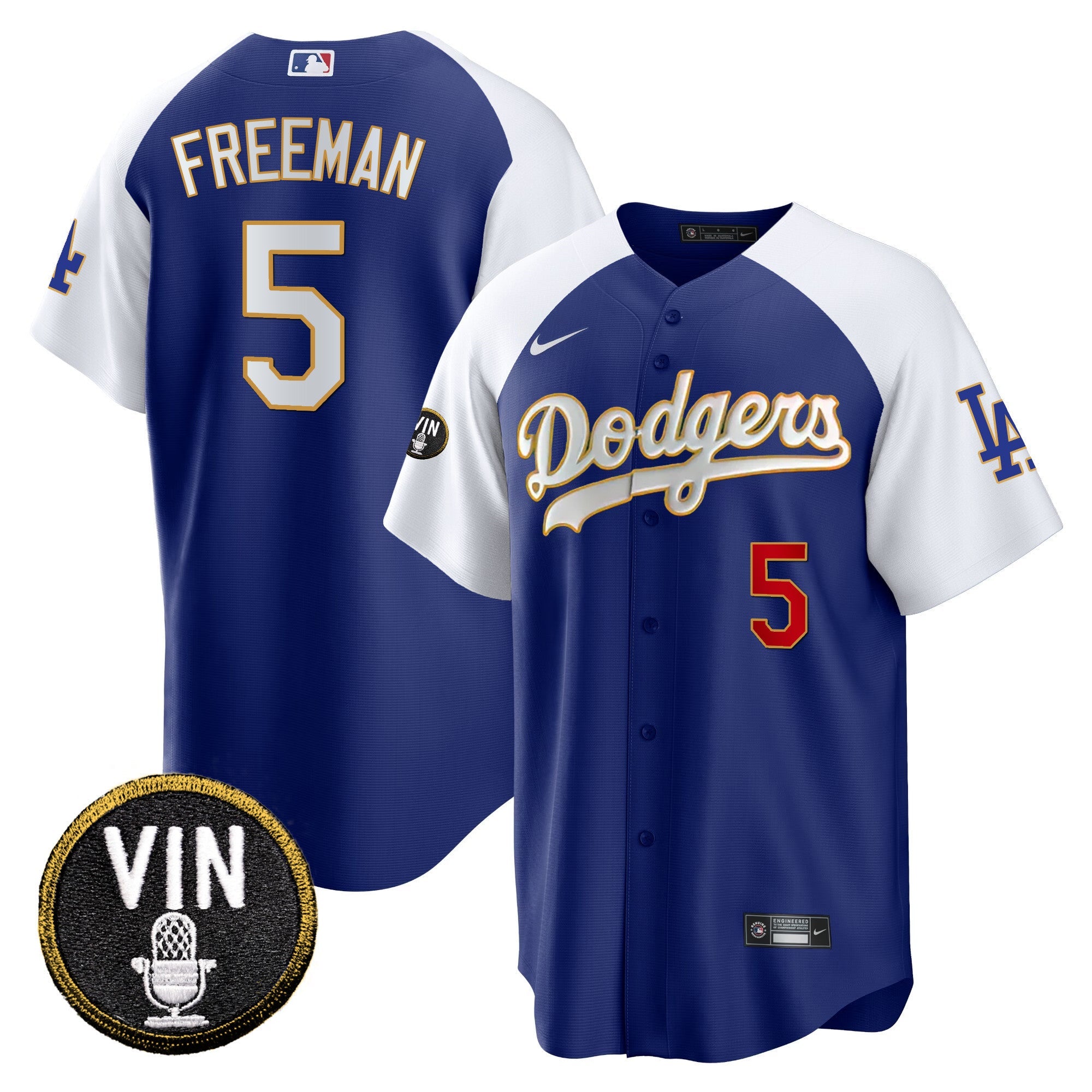 Men’s Vin Scully Patch Cool Base Gold Trim Jersey V2