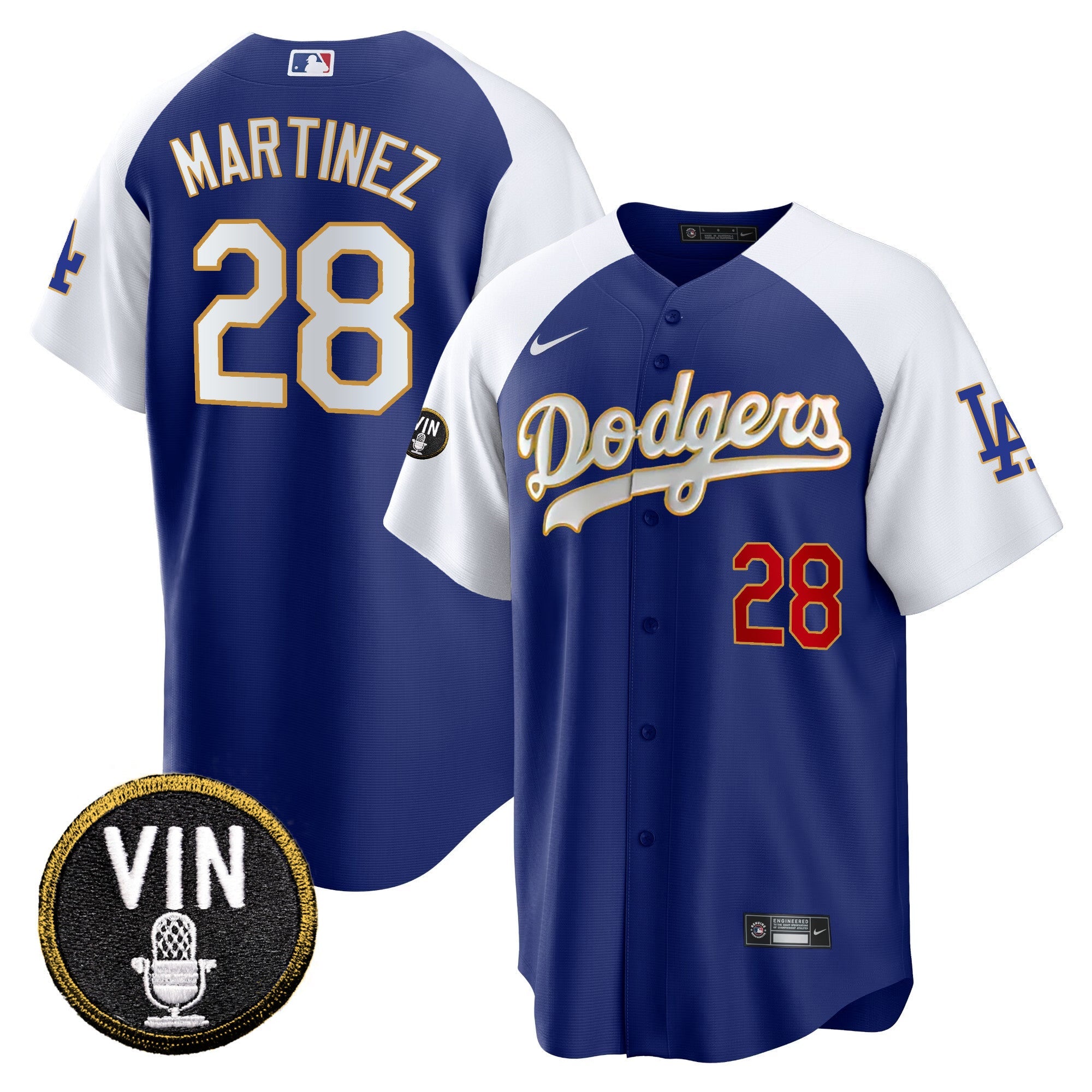 Men’s Vin Scully Patch Cool Base Gold Trim Jersey V2