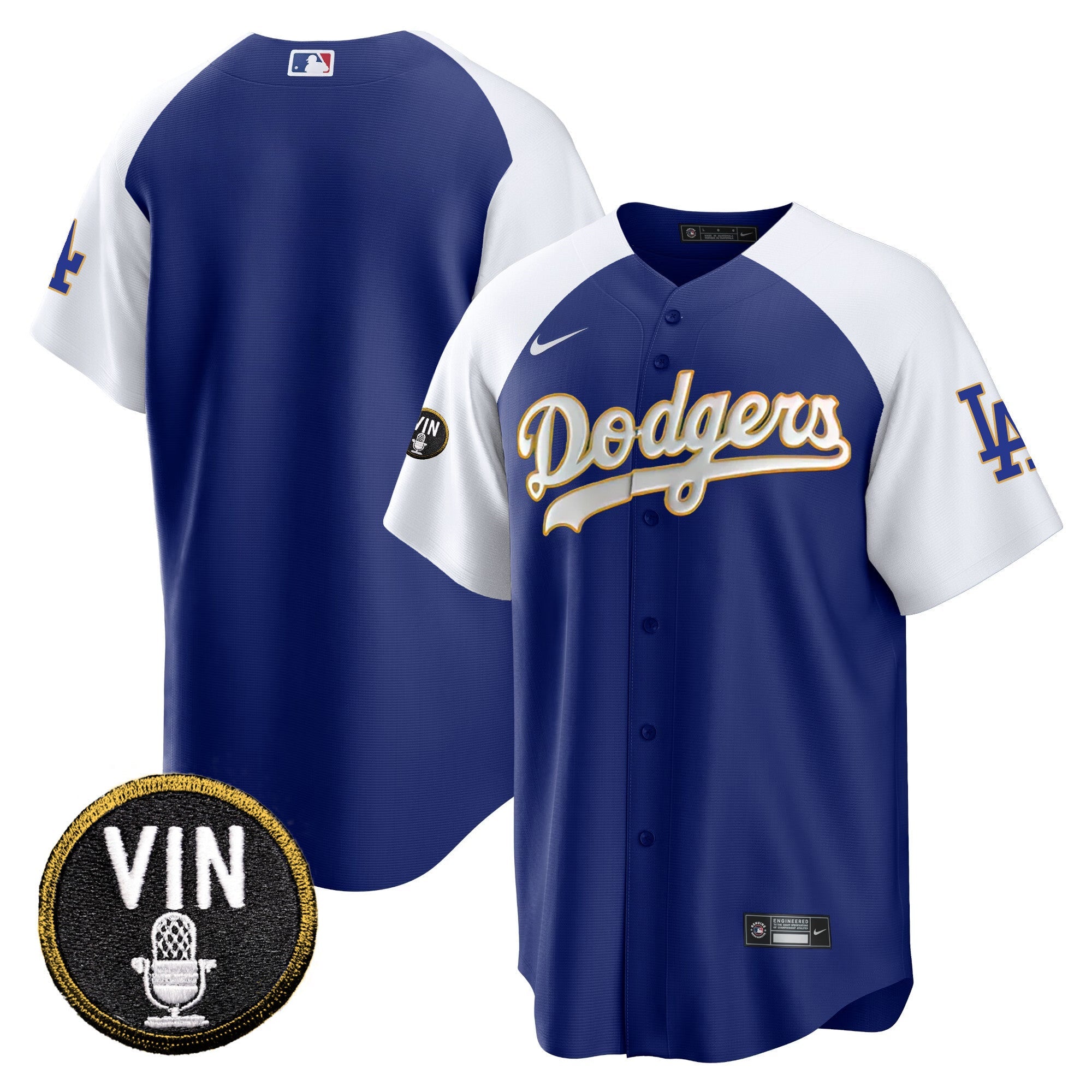 Men’s Vin Scully Patch Cool Base Gold Trim Jersey V2
