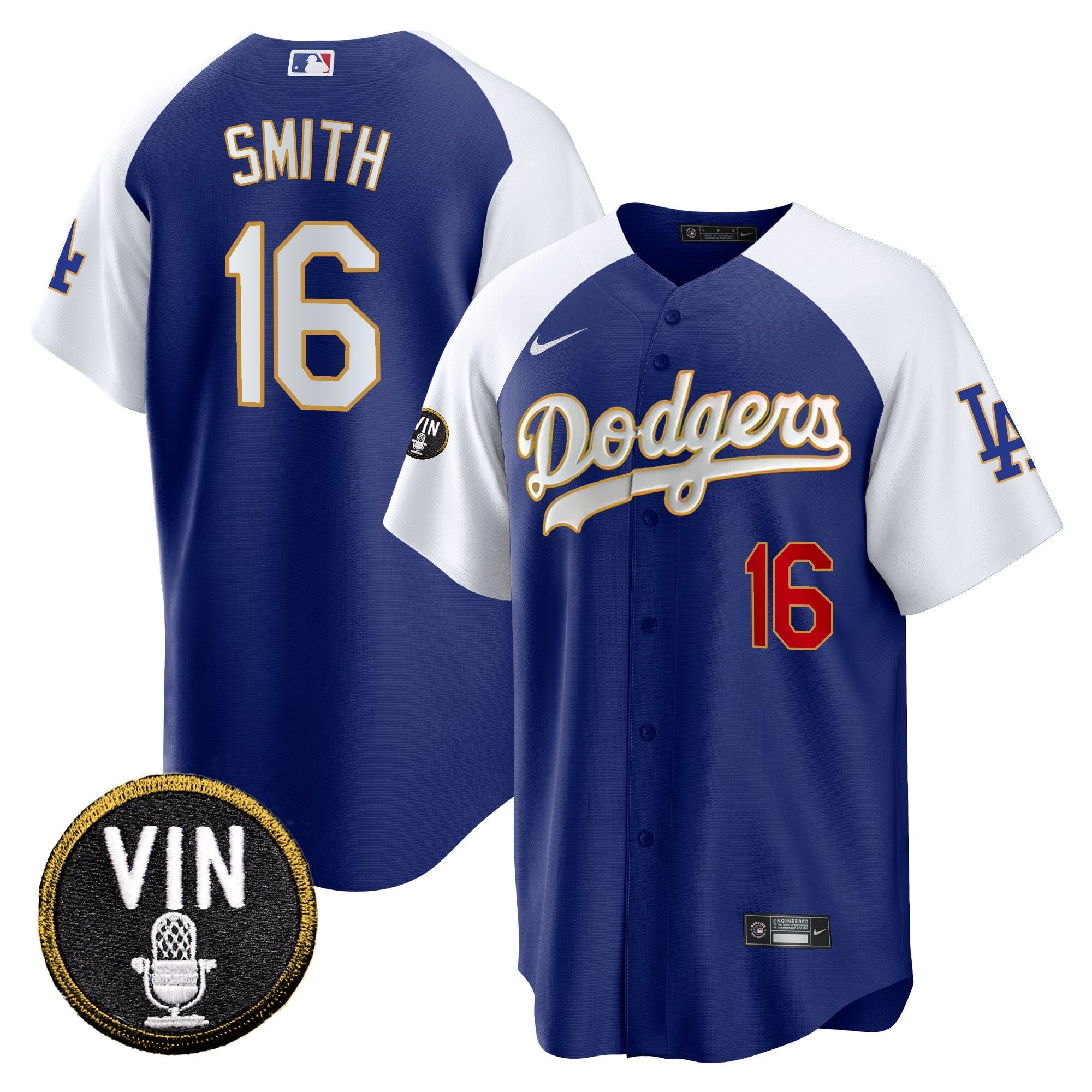 Men’s Vin Scully Patch Cool Base Gold Trim Jersey V2