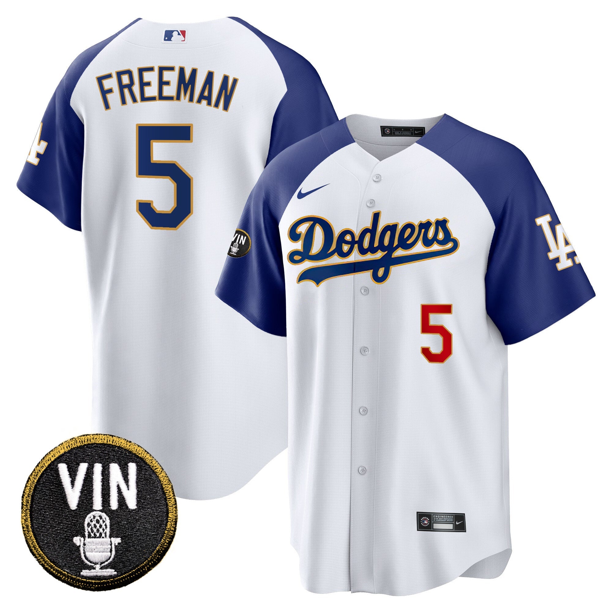 Men’s Vin Scully Patch Cool Base Gold Trim Jersey V2