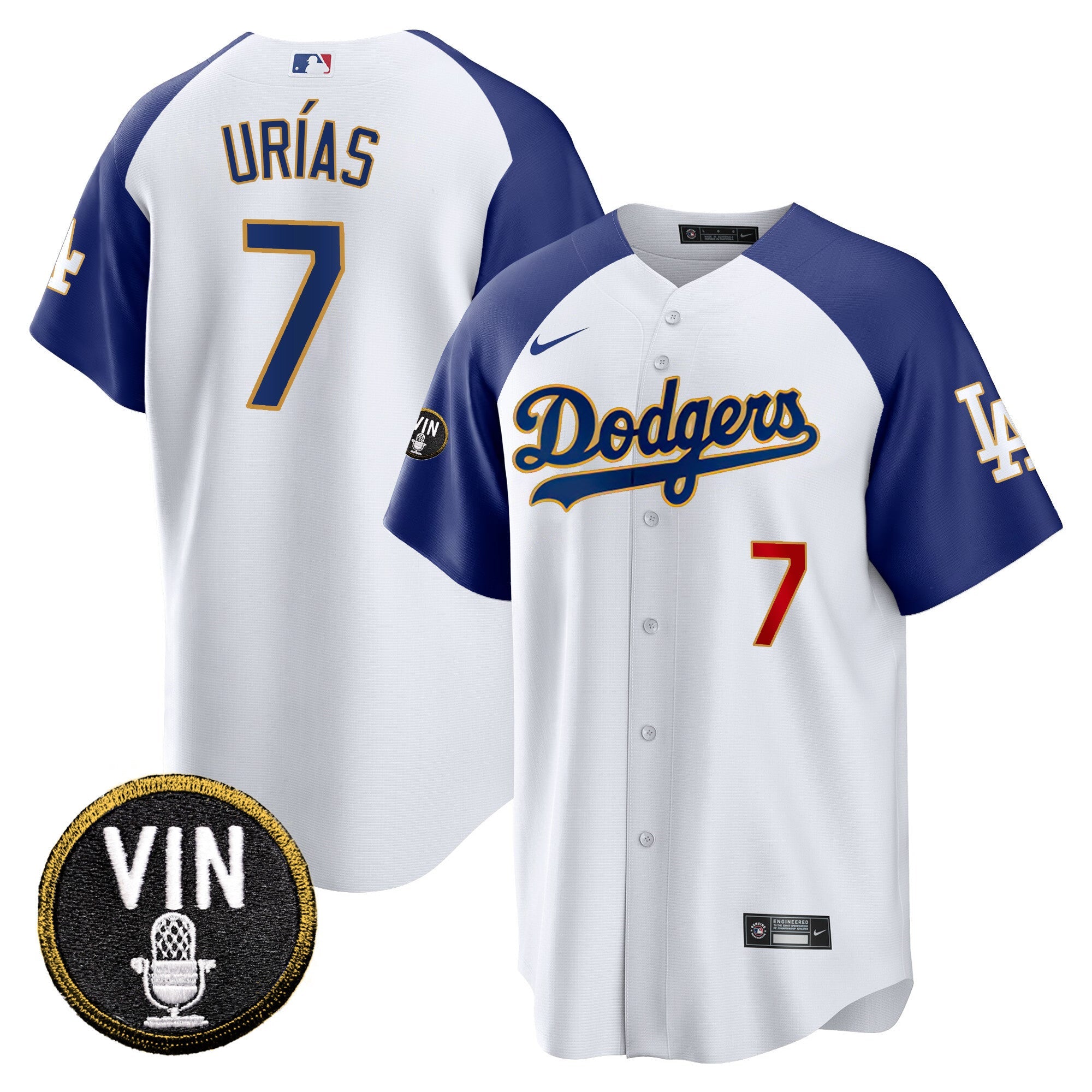 Men’s Vin Scully Patch Cool Base Gold Trim Jersey V2