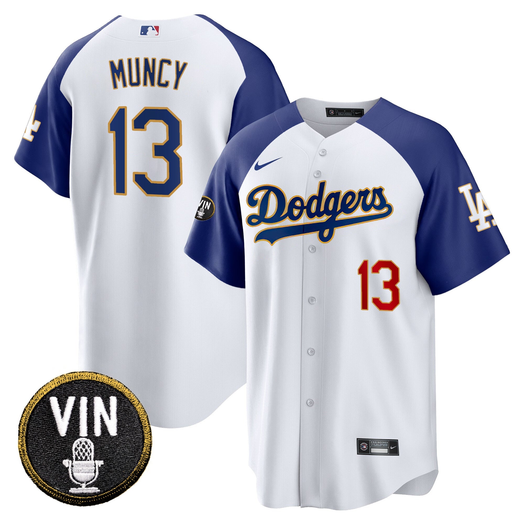 Men’s Vin Scully Patch Cool Base Gold Trim Jersey V2