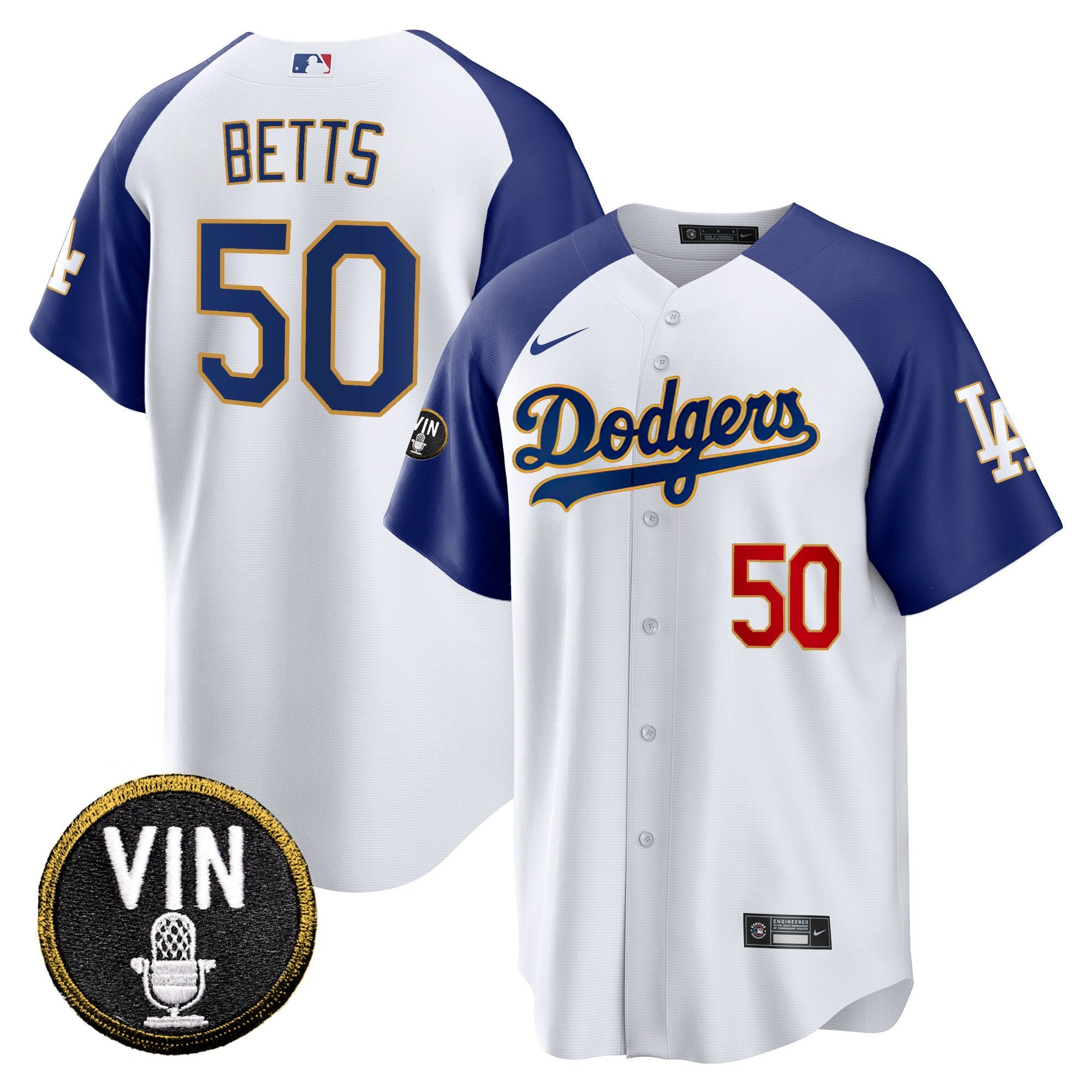 Men’s Vin Scully Patch Cool Base Gold Trim Jersey V2
