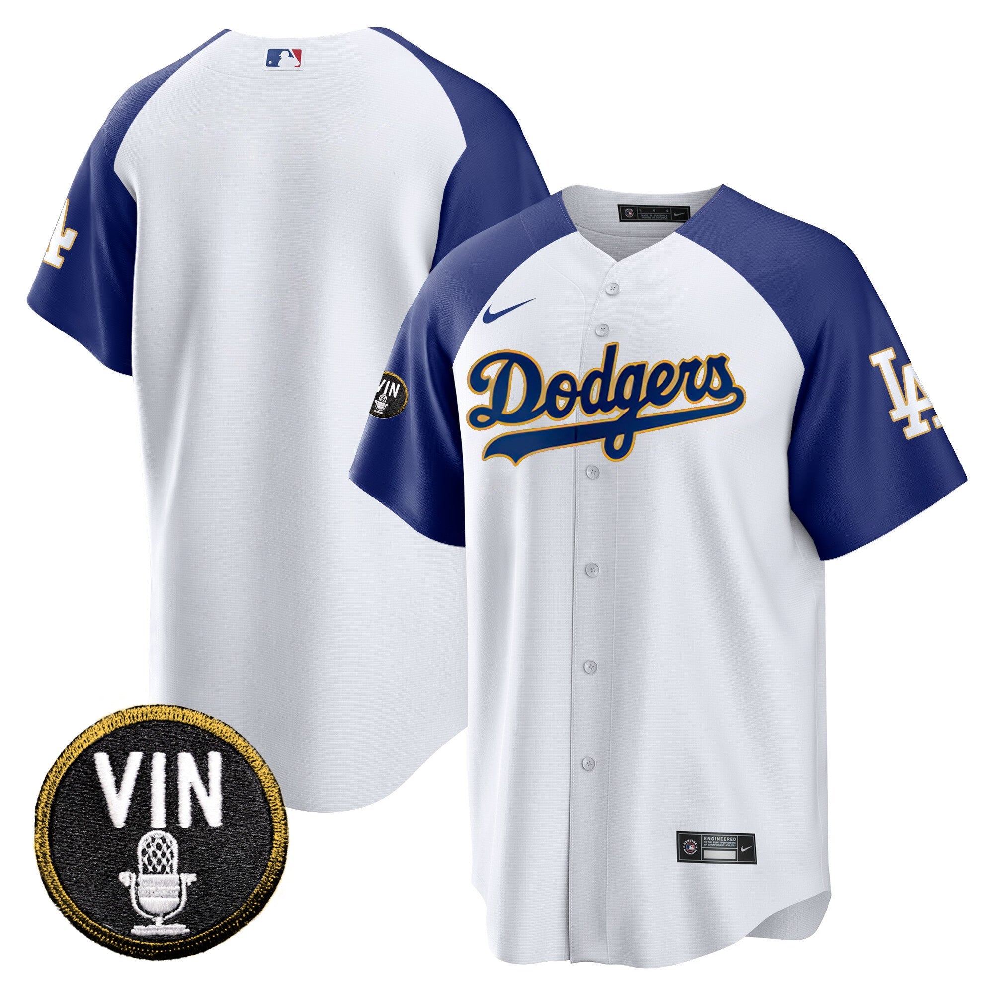 Men’s Vin Scully Patch Cool Base Gold Trim Jersey V2