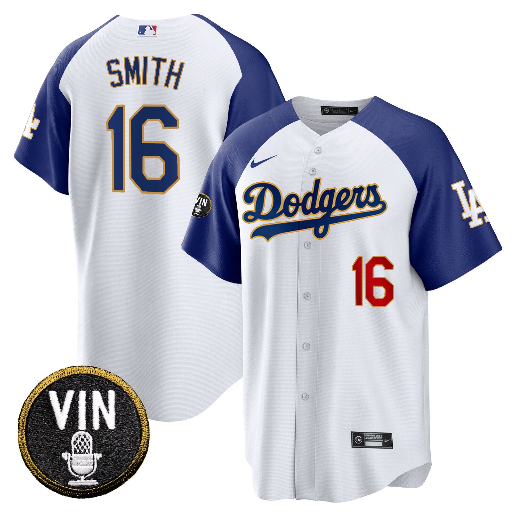 Men’s Vin Scully Patch Cool Base Gold Trim Jersey V2