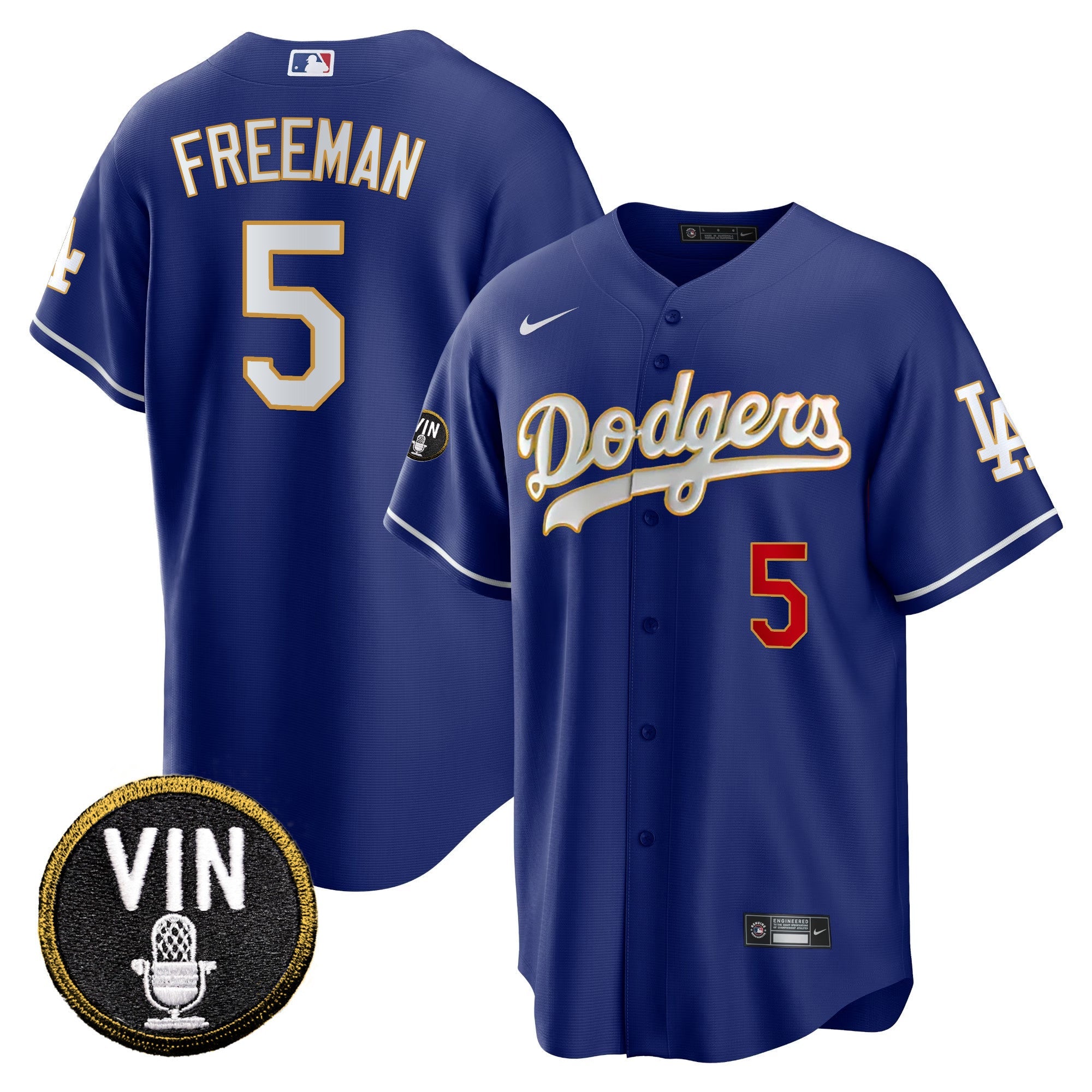 Men’s Vin Scully Patch Cool Base Gold Trim Jersey V2
