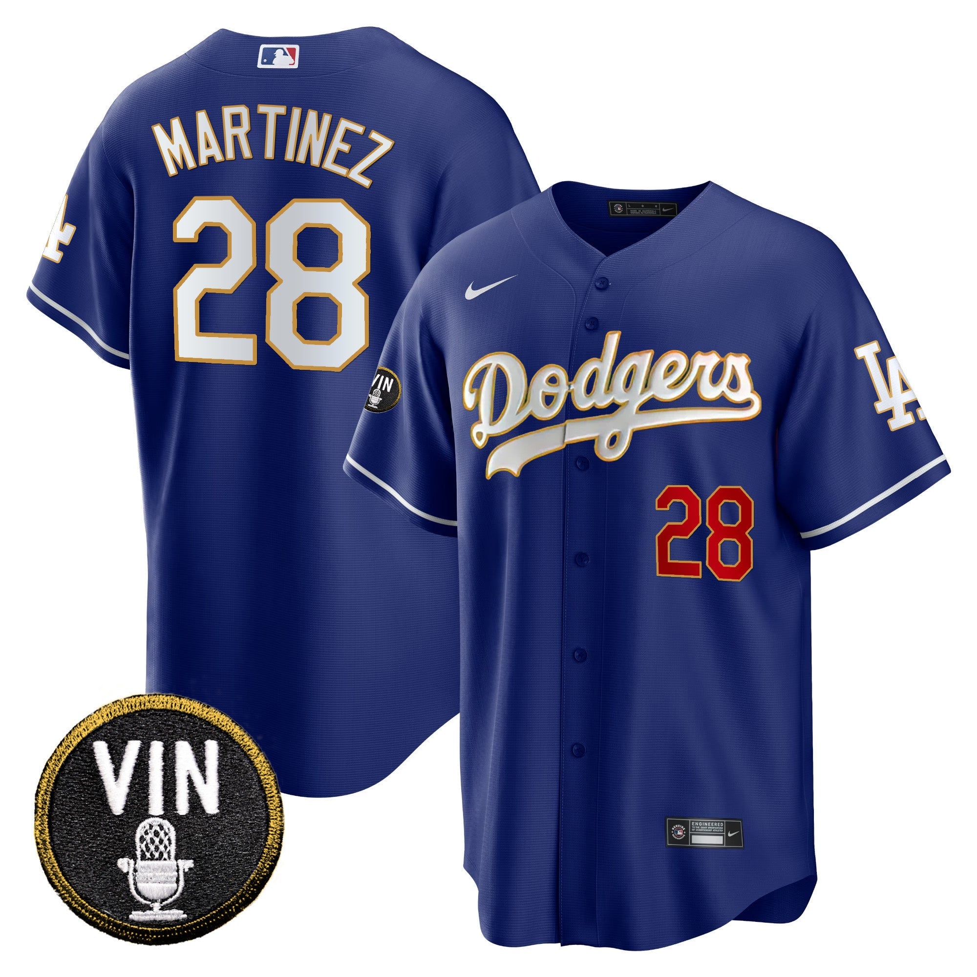 Men’s Vin Scully Patch Cool Base Gold Trim Jersey V2