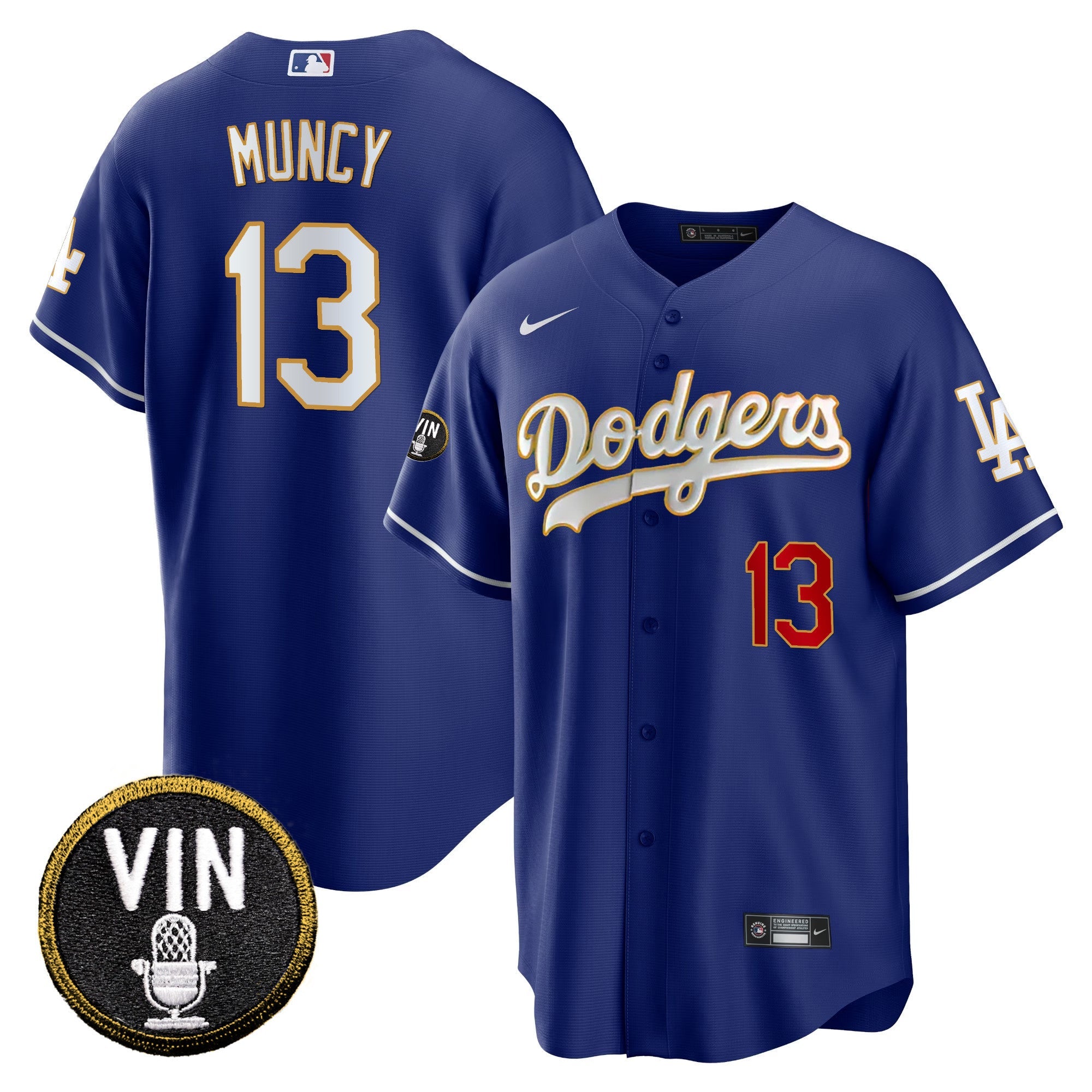 Men’s Vin Scully Patch Cool Base Gold Trim Jersey V2