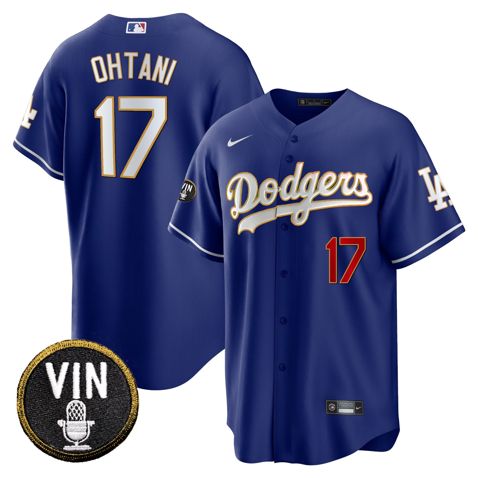 Men’s Vin Scully Patch Cool Base Gold Trim Jersey V2