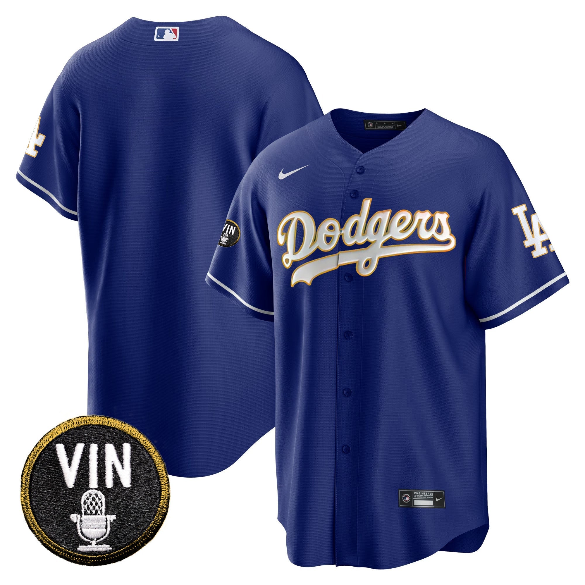 Men’s Vin Scully Patch Cool Base Gold Trim Jersey V2