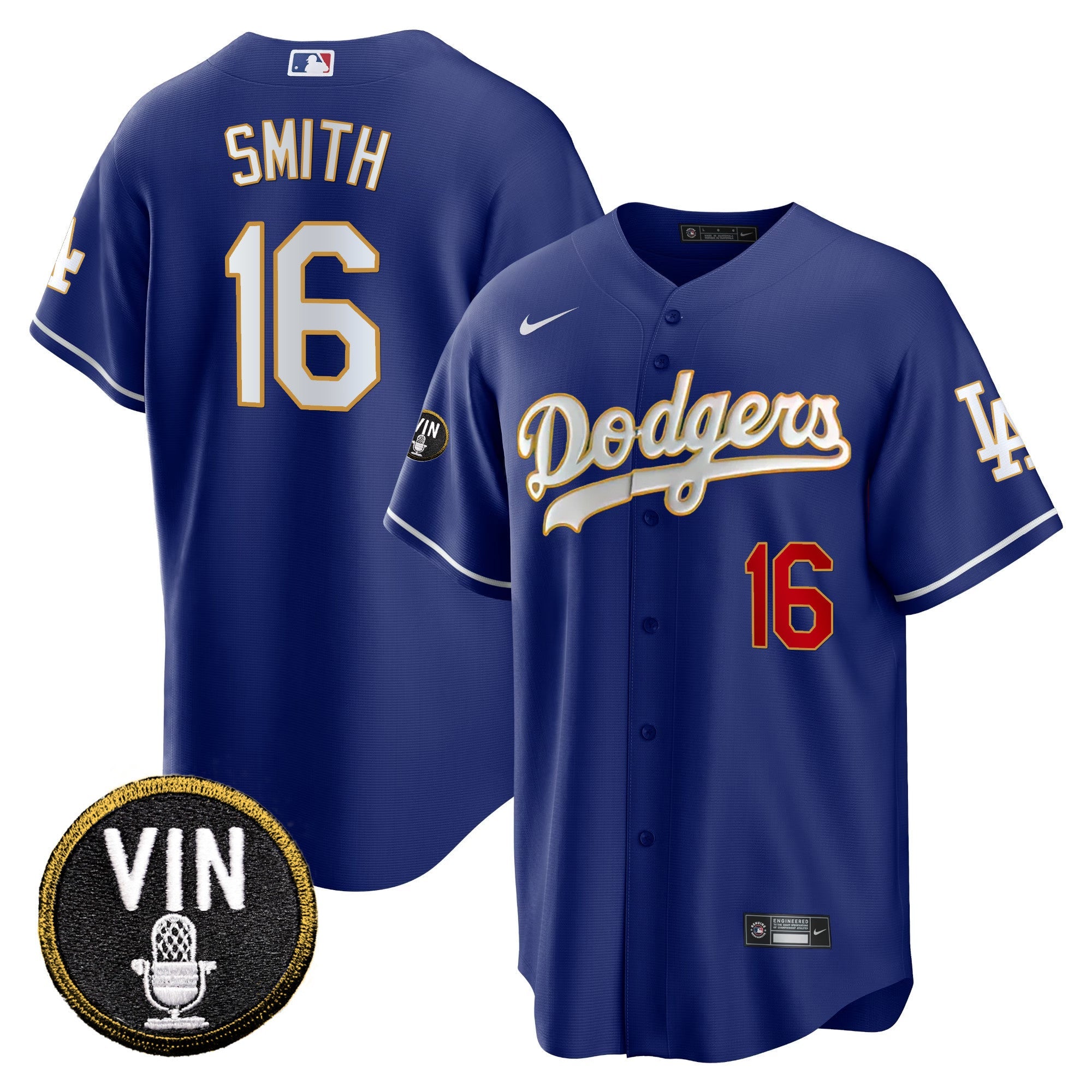 Men’s Vin Scully Patch Cool Base Gold Trim Jersey V2