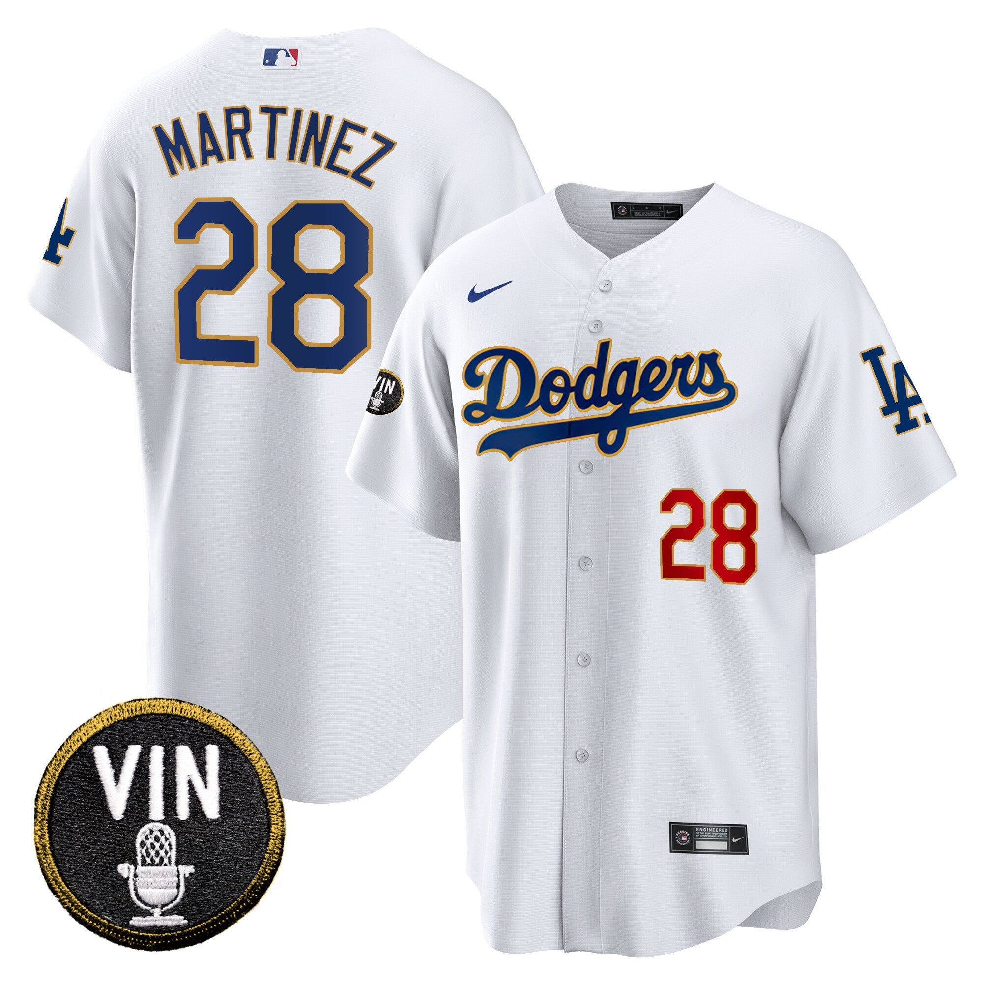 Men’s Vin Scully Patch Cool Base Gold Trim Jersey V2