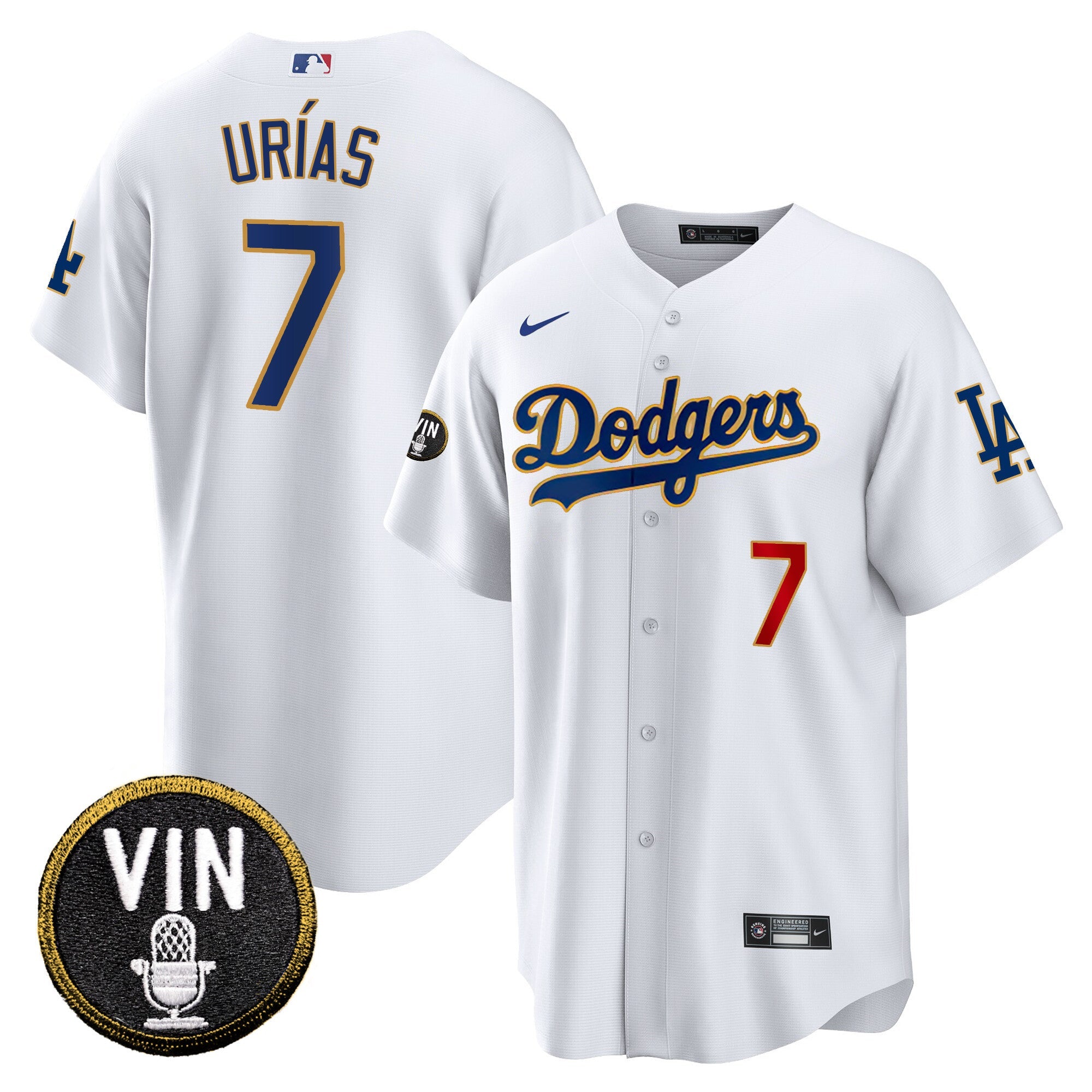 Men’s Vin Scully Patch Cool Base Gold Trim Jersey V2