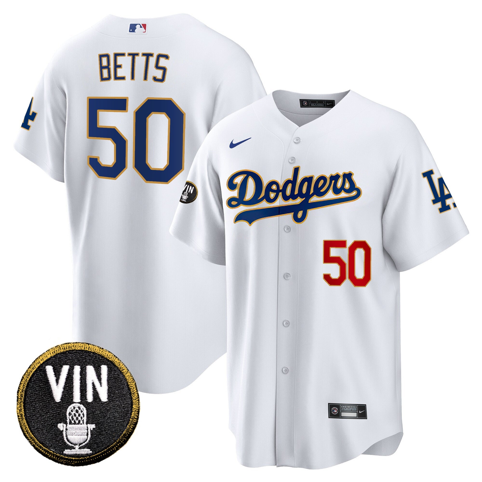 Men’s Vin Scully Patch Cool Base Gold Trim Jersey V2
