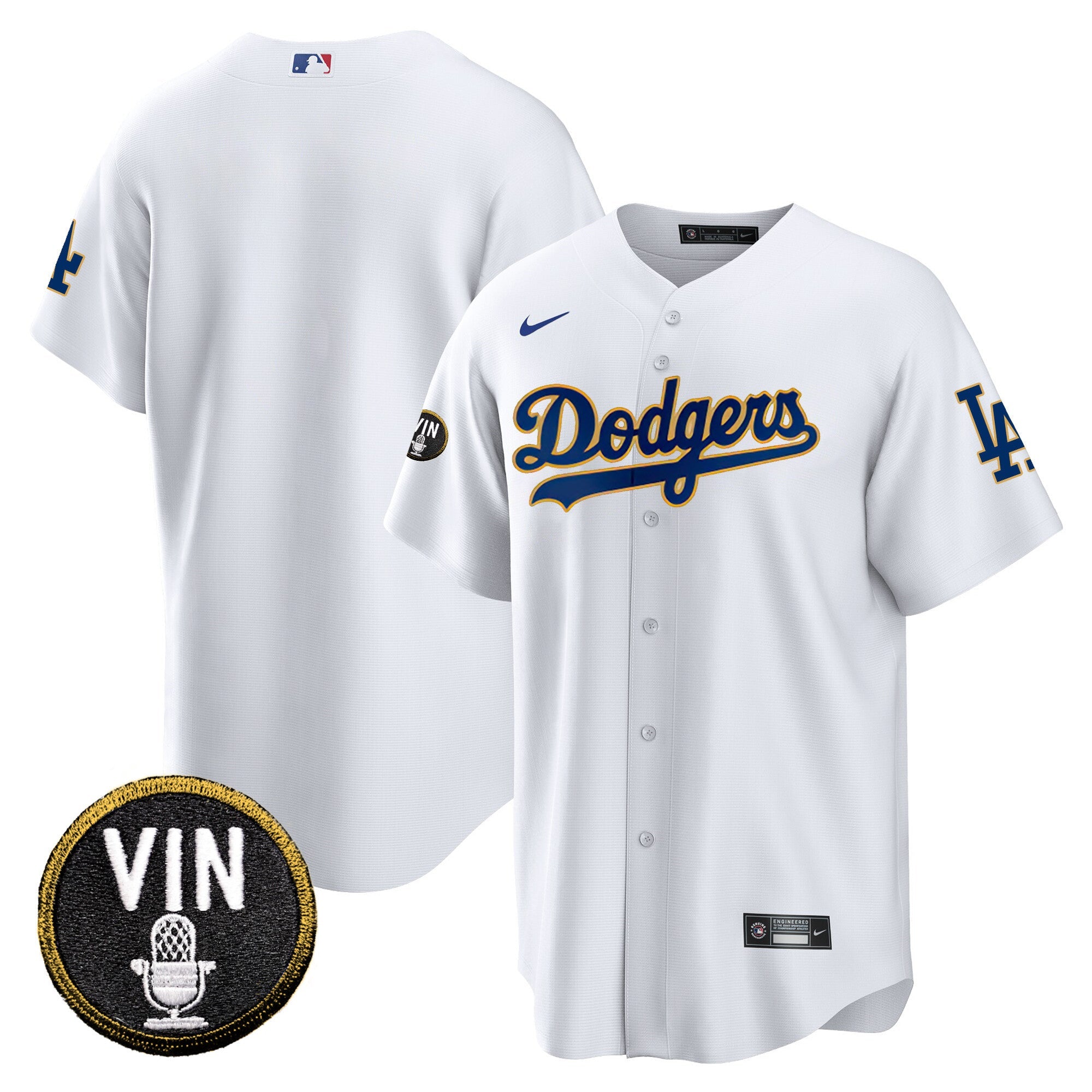 Men’s Vin Scully Patch Cool Base Gold Trim Jersey V2