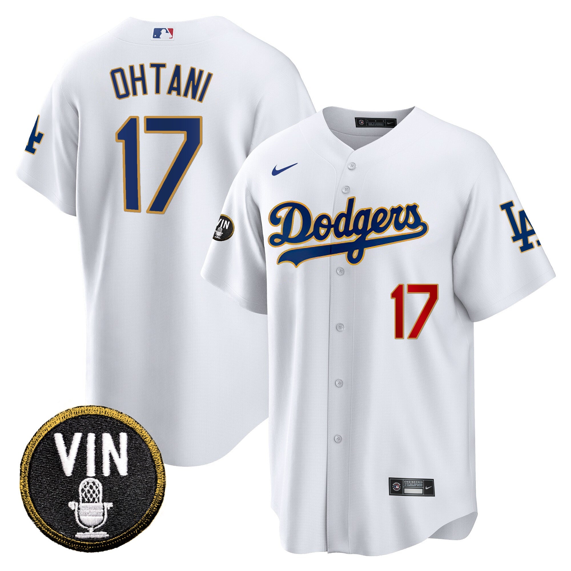 Men’s Vin Scully Patch Cool Base Gold Trim Jersey V2
